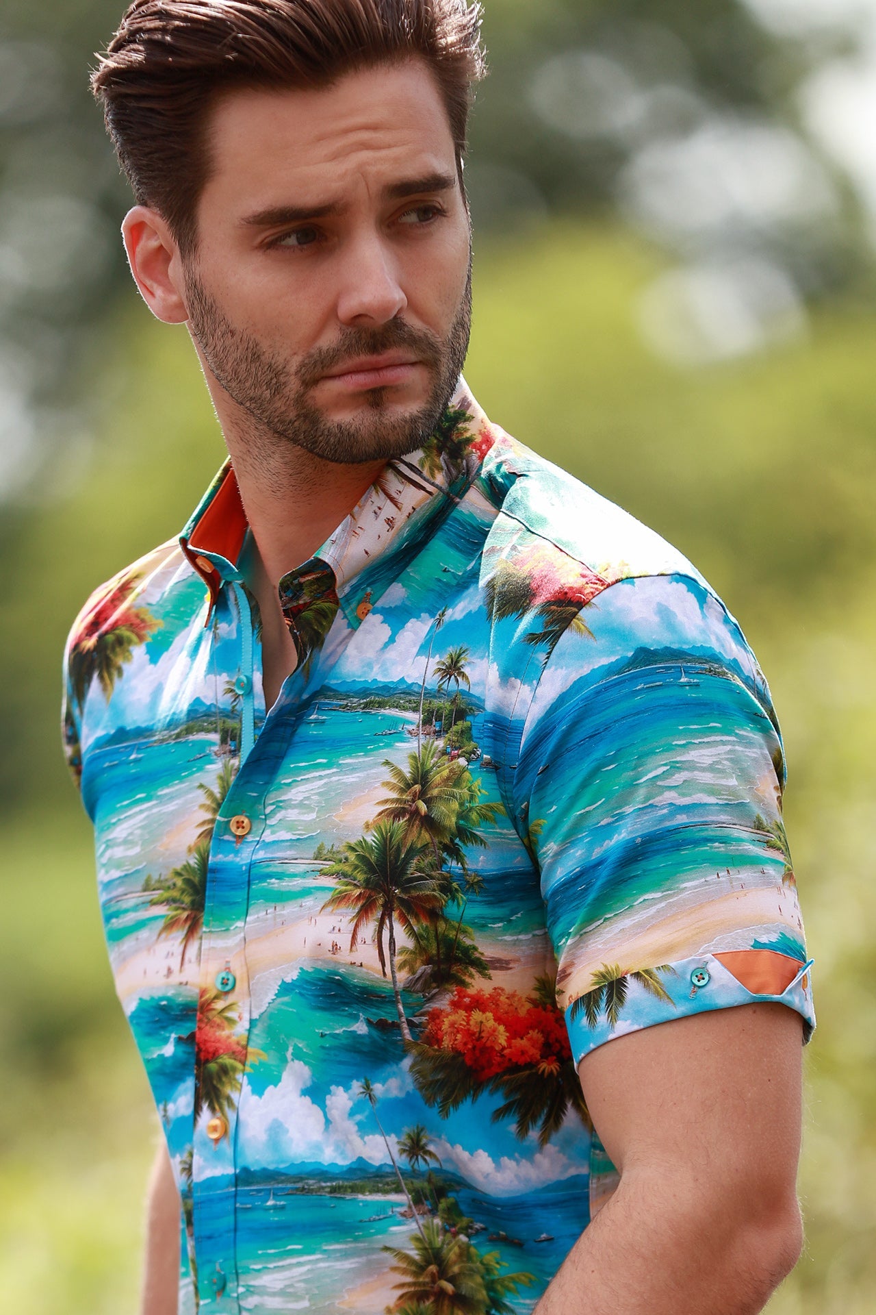 HAWAIIAN BEACH PRINT SHORT SLEEVE SHIRT – Premium Men's Patterned Shirt by Claudio Lugli | Bold Design, Tailored Fit, Best Printed Shirts