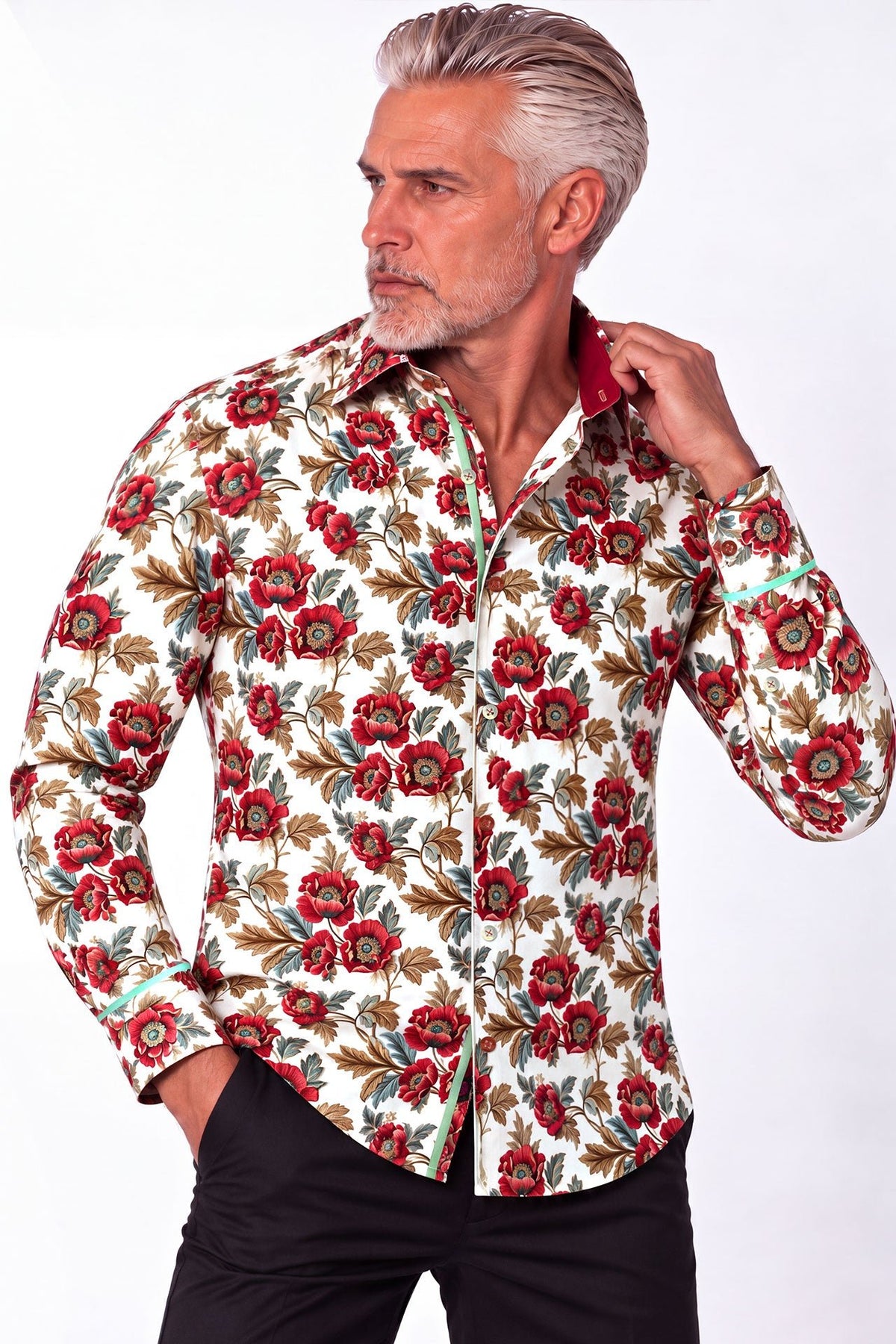 Heritage Poppy Print Shirt - Claudio Lugli Shirts