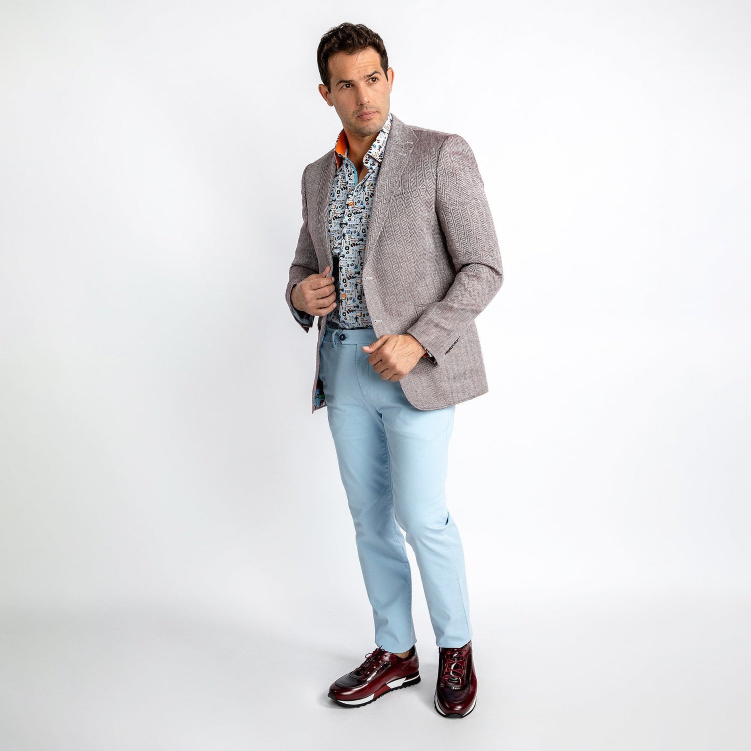 HERRINGBONE LIGHTWEIGHT LINEN SUMMER JACKET – Premium Men's Patterned Shirt by Claudio Lugli | Bold Design, Tailored Fit, Best Printed Shirts