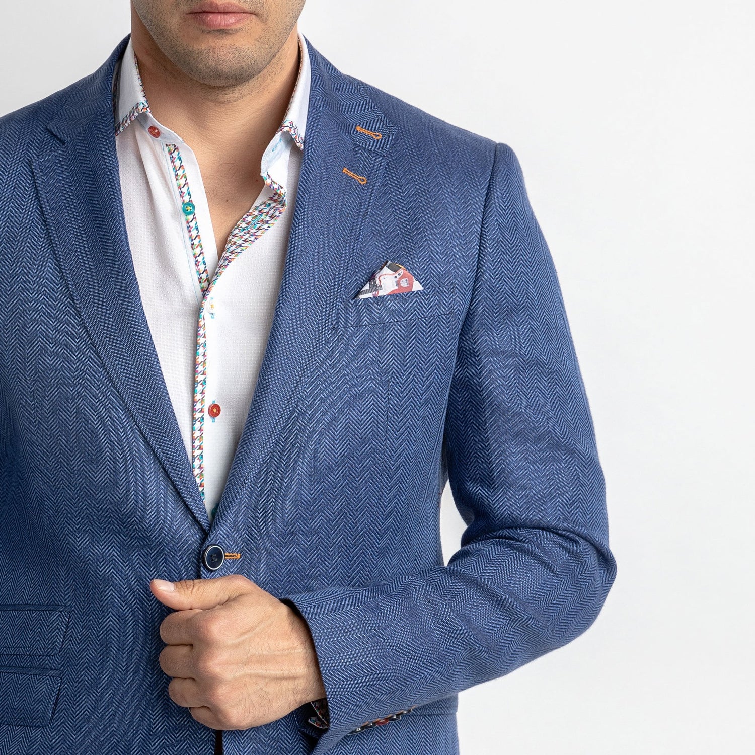 HERRINGBONE LIGHTWEIGHT LINEN SUMMER JACKET – Premium Men's Patterned Shirt by Claudio Lugli | Bold Design, Tailored Fit, Best Printed Shirts