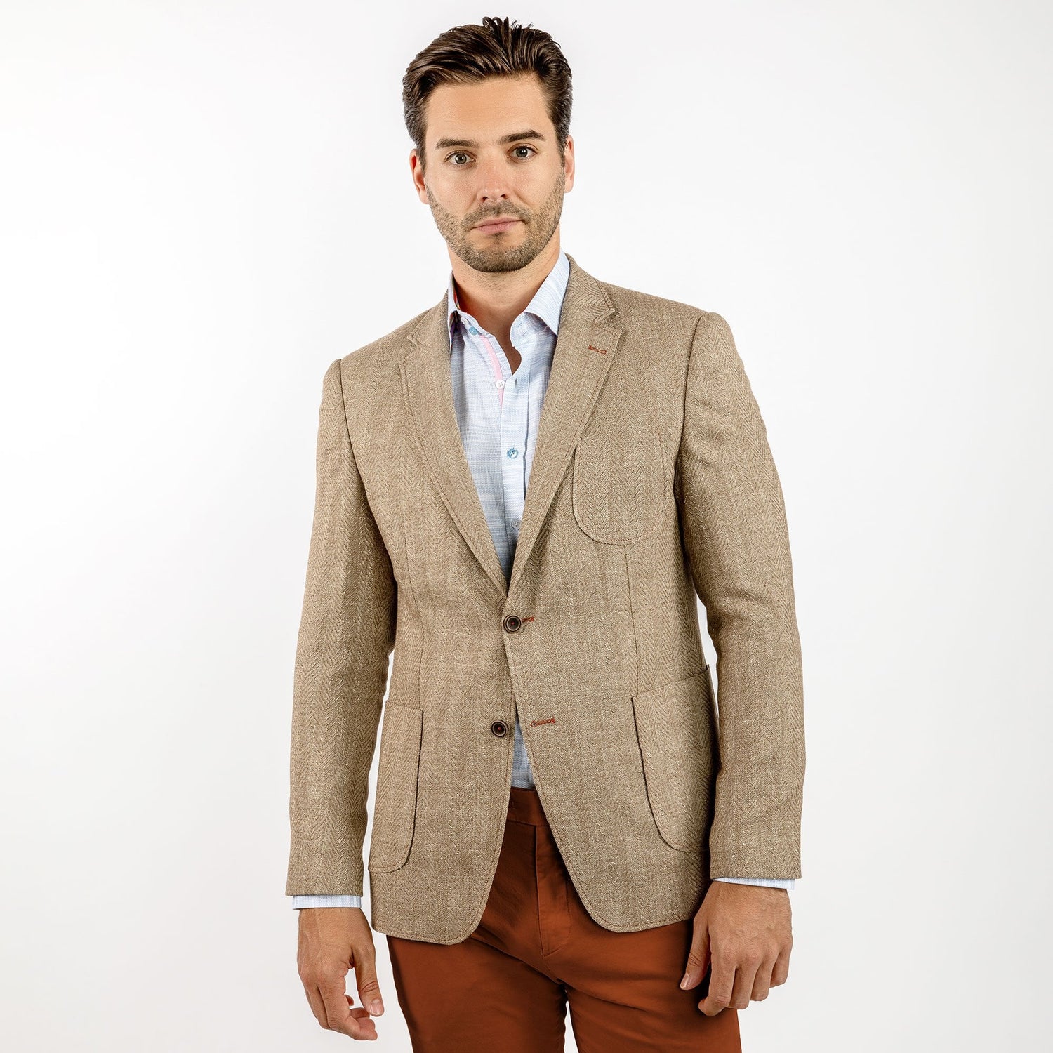 HERRINGBONE LIGHTWEIGHT SUMMER JACKET - Premium Men's Patterned Shirt by Claudio Lugli | Bold Design, Tailored Fit, Best Printed Shirts