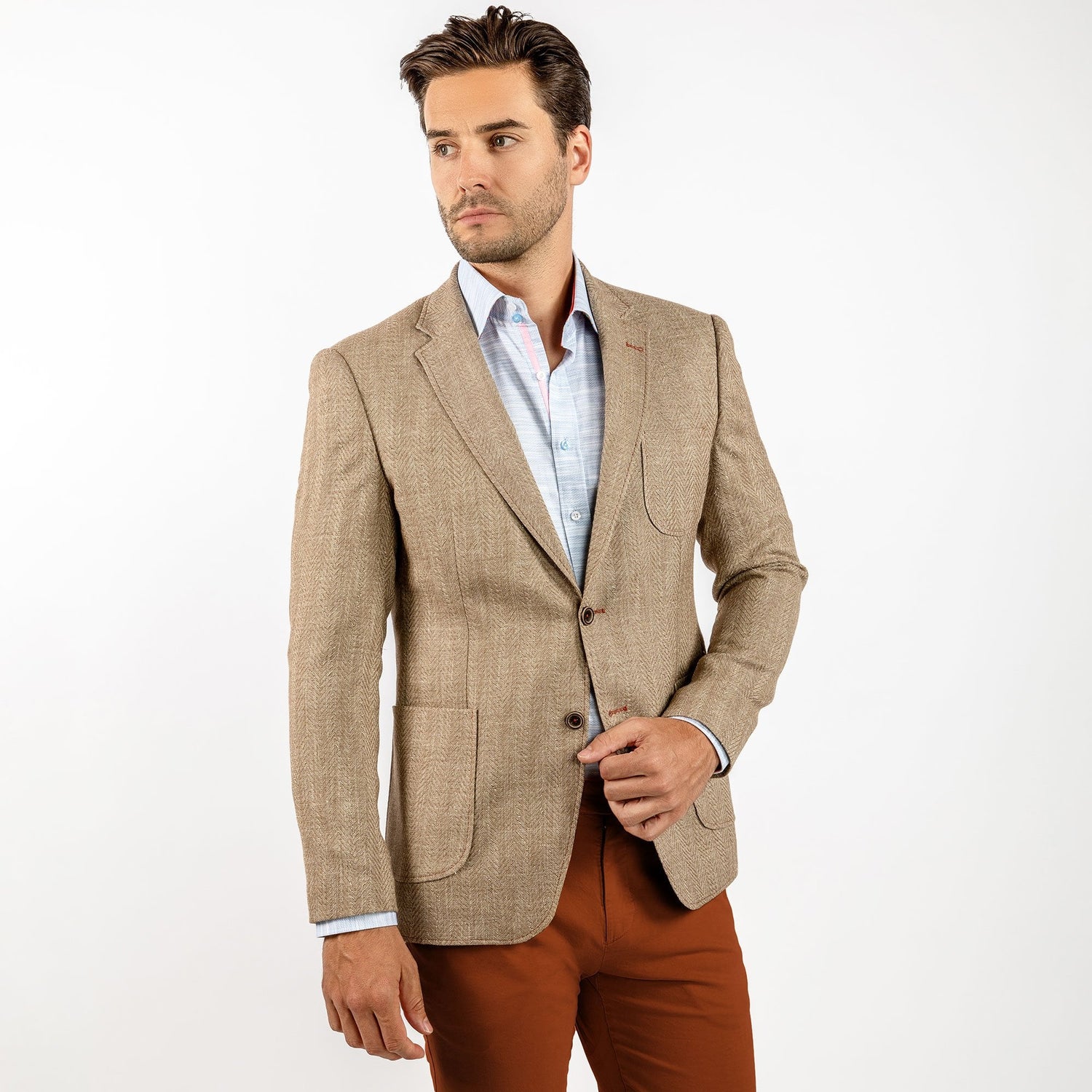 HERRINGBONE LIGHTWEIGHT SUMMER JACKET - Premium Men's Patterned Shirt by Claudio Lugli | Bold Design, Tailored Fit, Best Printed Shirts