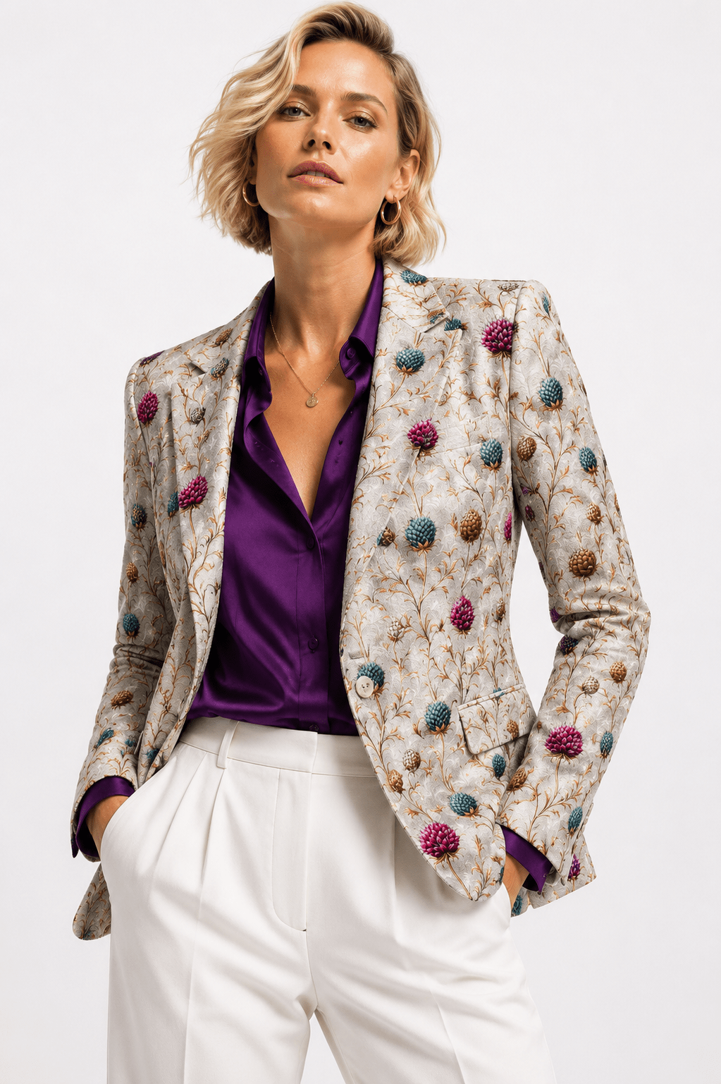 Highland Jewel Thistle Print Blazer - Claudio Lugli Shirts