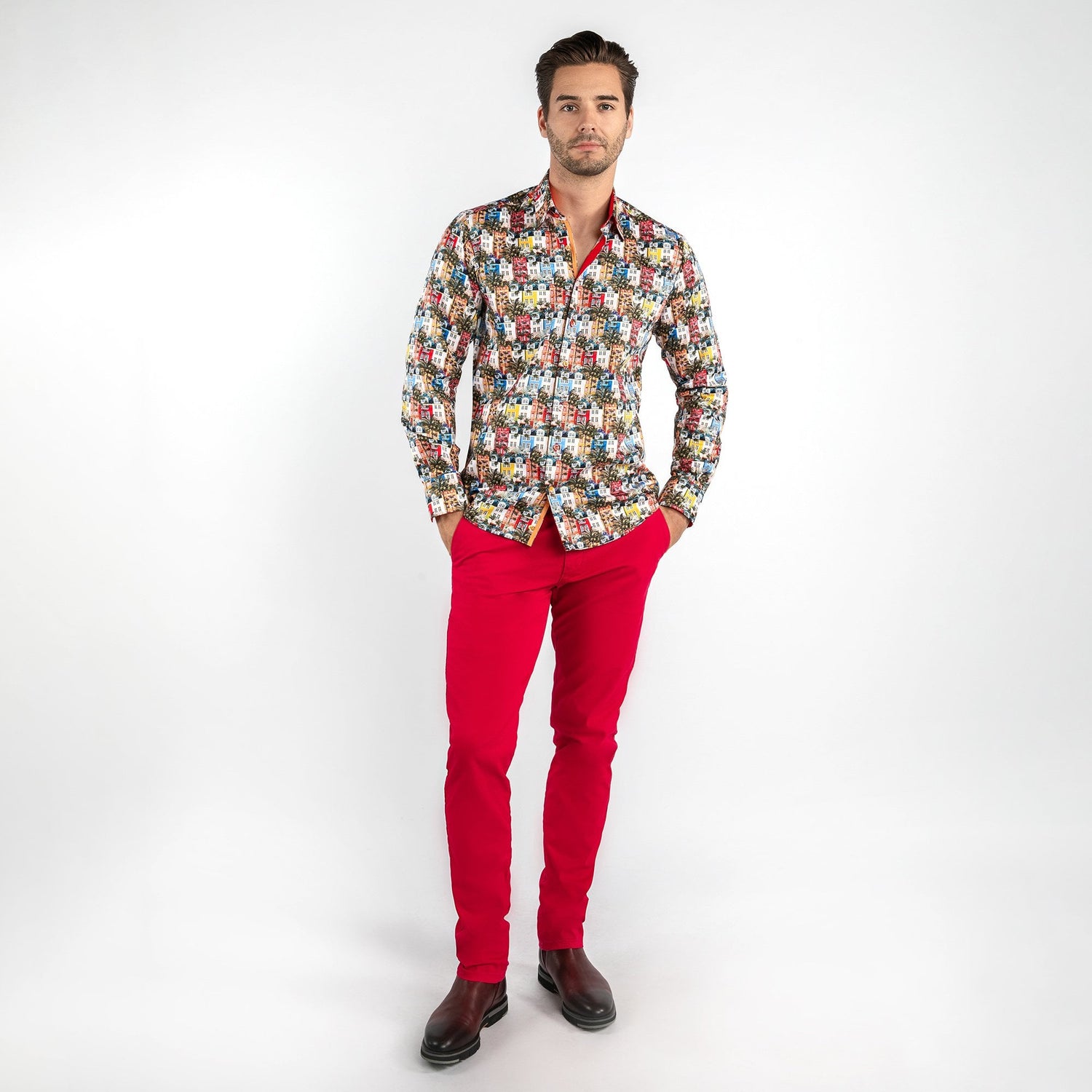 HOLIDAY HOUSES EXOTIC PRINT SHIRT - Premium Men's Patterned Shirt by Claudio Lugli | Bold Design, Tailored Fit, Best Printed Shirts