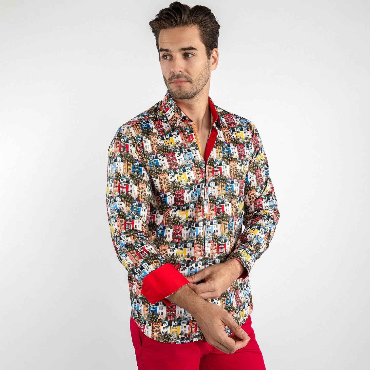 HOLIDAY HOUSES EXOTIC PRINT SHIRT - Premium Men's Patterned Shirt by Claudio Lugli | Bold Design, Tailored Fit, Best Printed Shirts