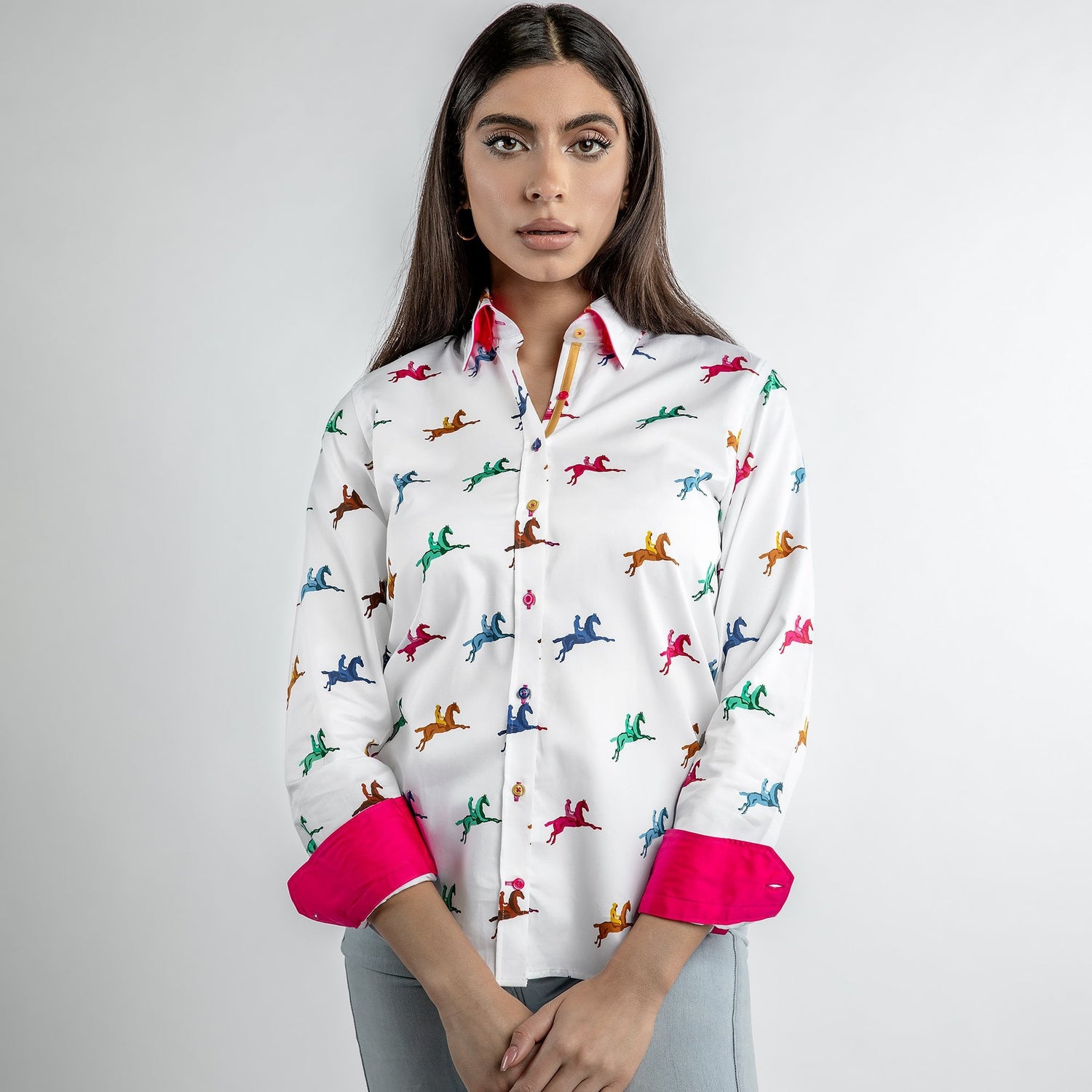 HORSE AND RIDER WOMENS PRINT SHIRT - Premium Men's Patterned Shirt by Claudio Lugli | Bold Design, Tailored Fit, Best Printed Shirts