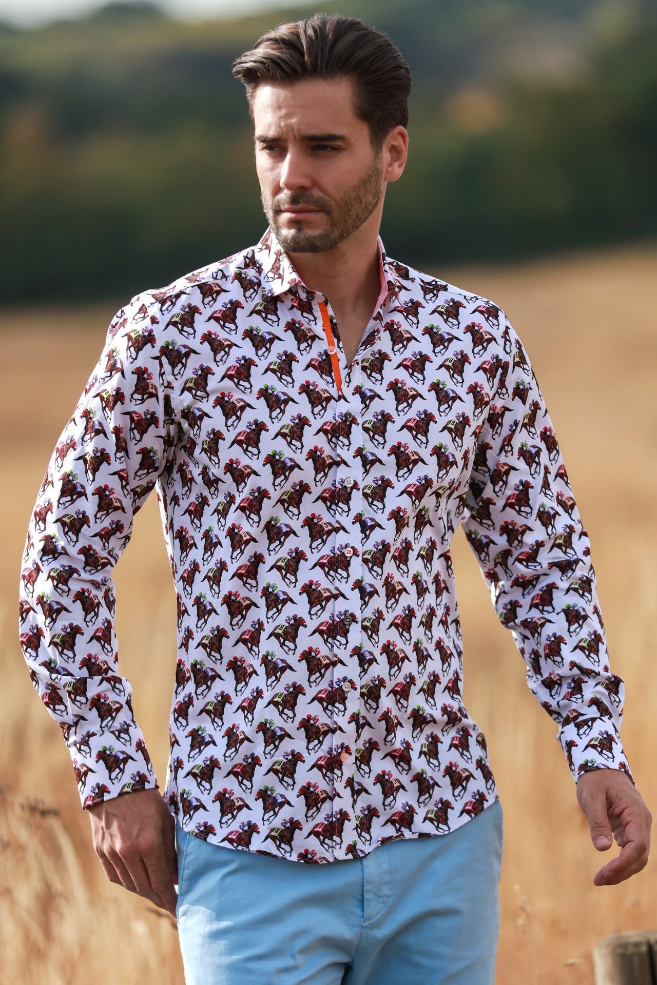 HORSE RACE PRINT SHIRT CL2328 - Claudio Lugli Shirts