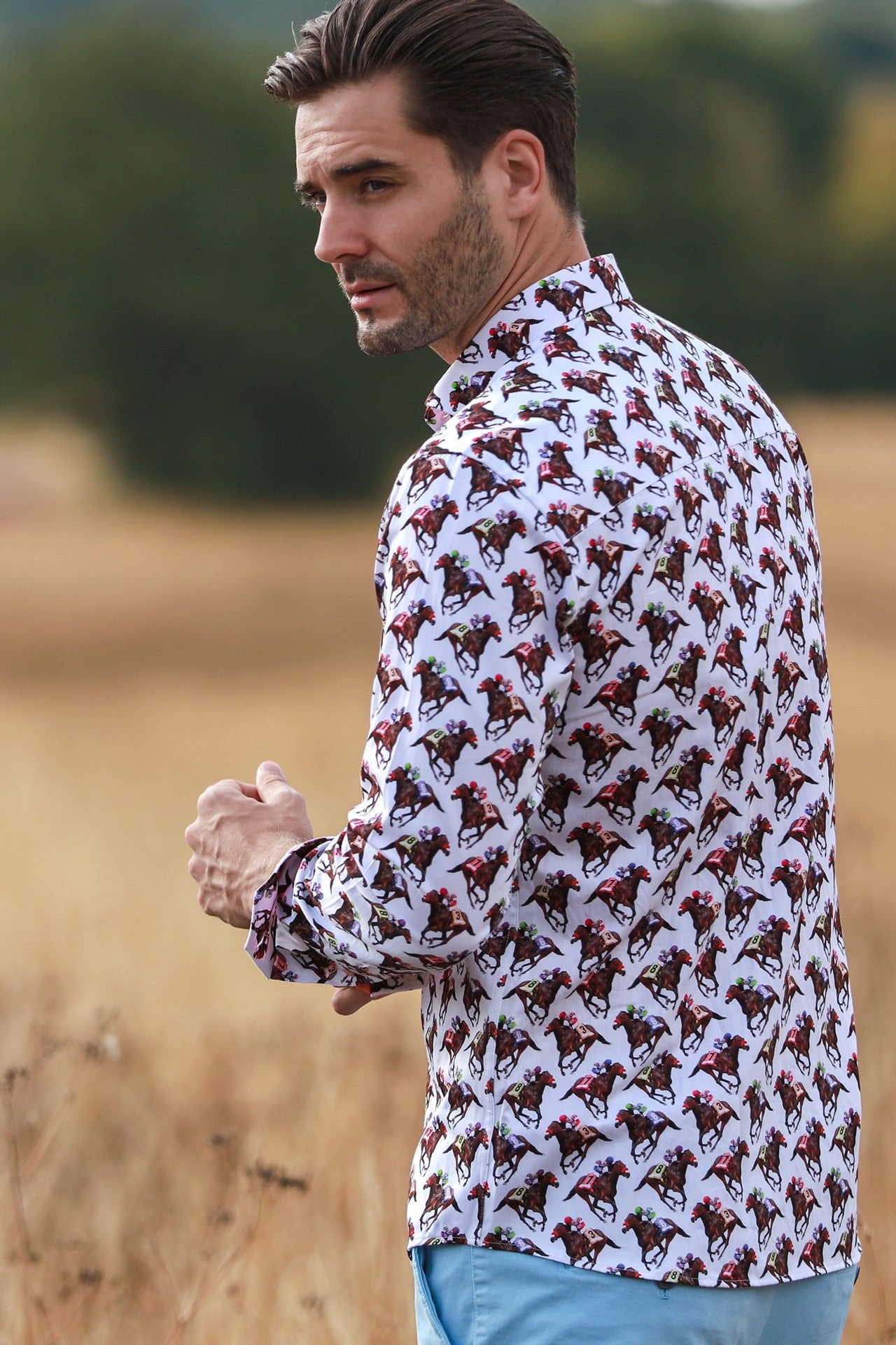 HORSE RACE PRINT SHIRT CL2328 - Claudio Lugli Shirts