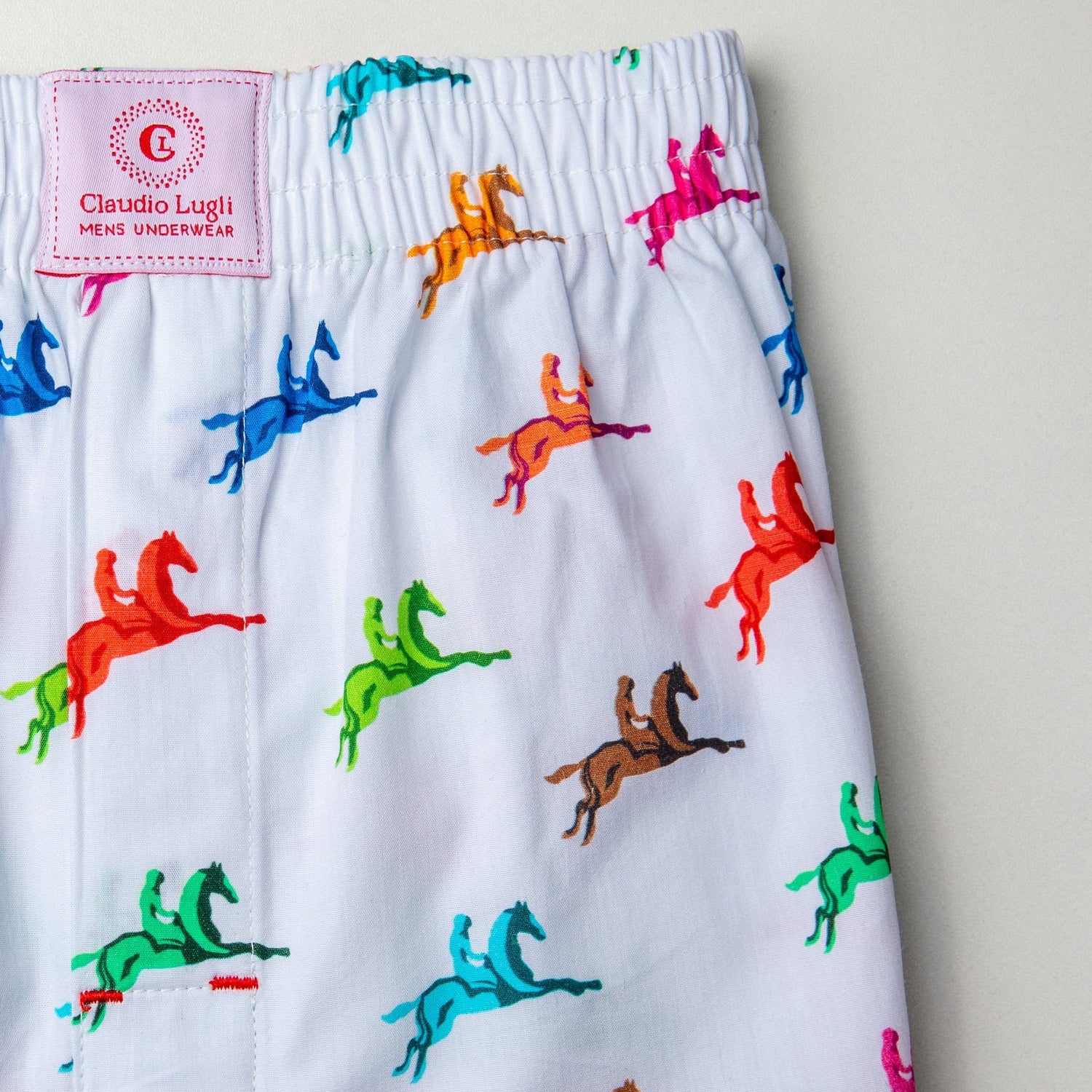 HORSES MULTI COTTON POPLIN PRINT BOXER SHORTS - Premium Men's Patterned Shirt by Claudio Lugli | Bold Design, Tailored Fit, Best Printed Shirts