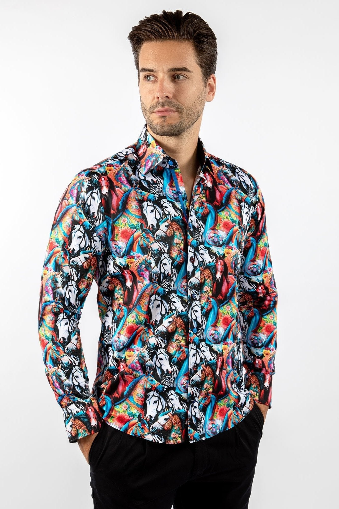 HORSES OF NEPTUNE PRINT SHIRT - Premium Men's Patterned Shirt by Claudio Lugli | Bold Design, Tailored Fit, Best Printed Shirts