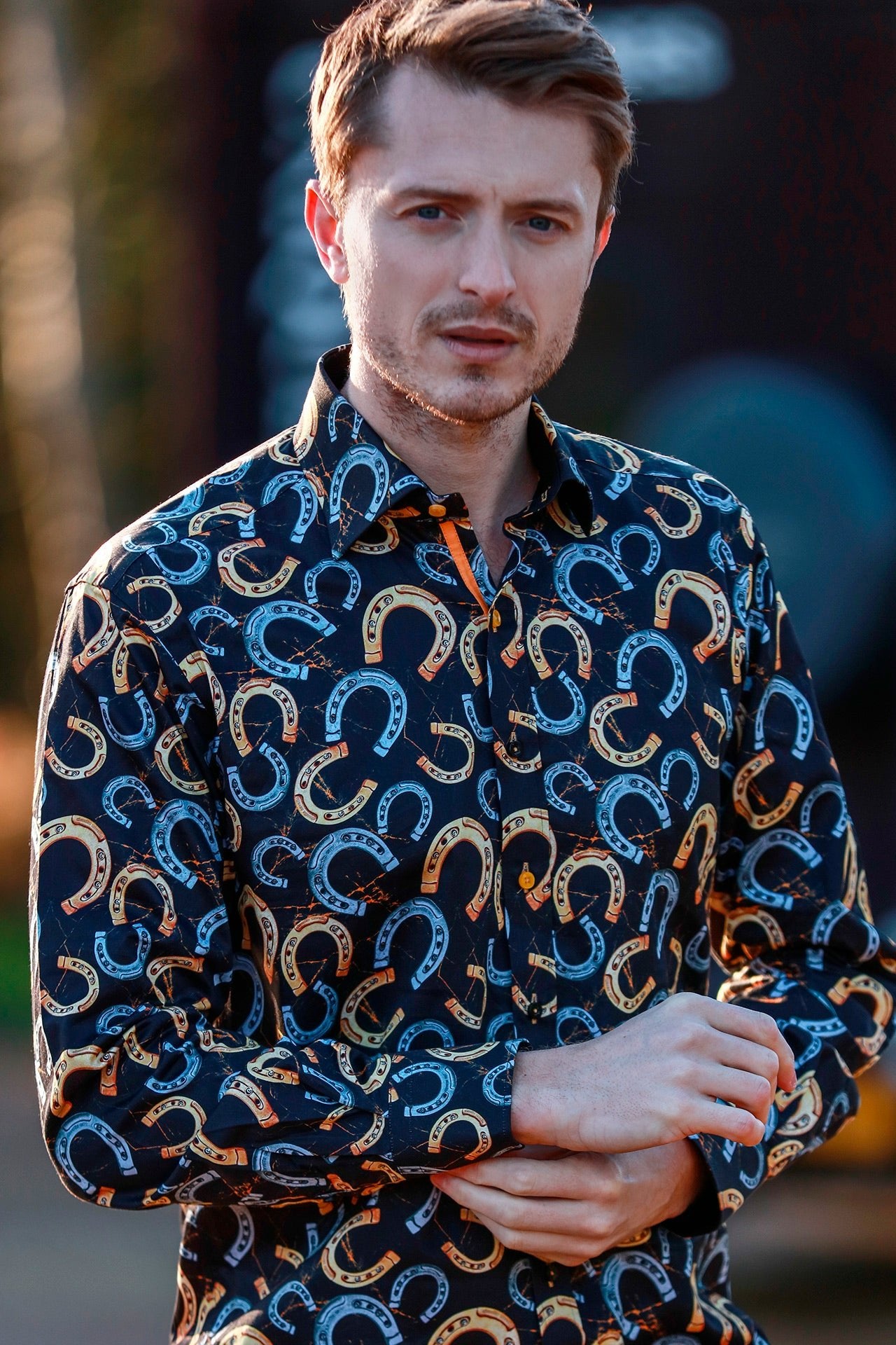 HORSESHOE EQUESTRIAN PRINT SHIRT - Premium Men's Patterned Shirt by Claudio Lugli | Bold Design, Tailored Fit, Best Printed Shirts