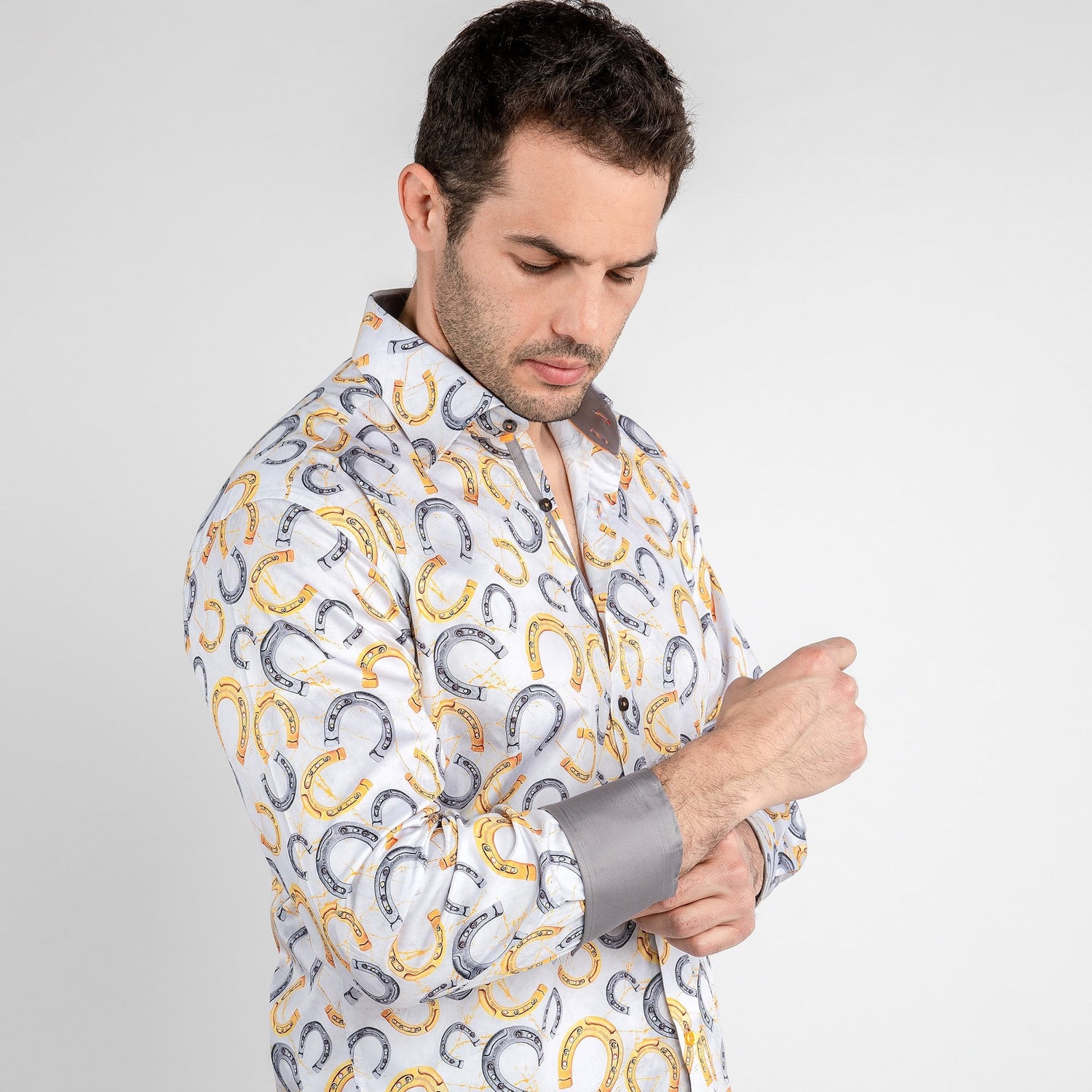 HORSESHOE EQUESTRIAN PRINT SHIRT - Premium Men's Patterned Shirt by Claudio Lugli | Bold Design, Tailored Fit, Best Printed Shirts