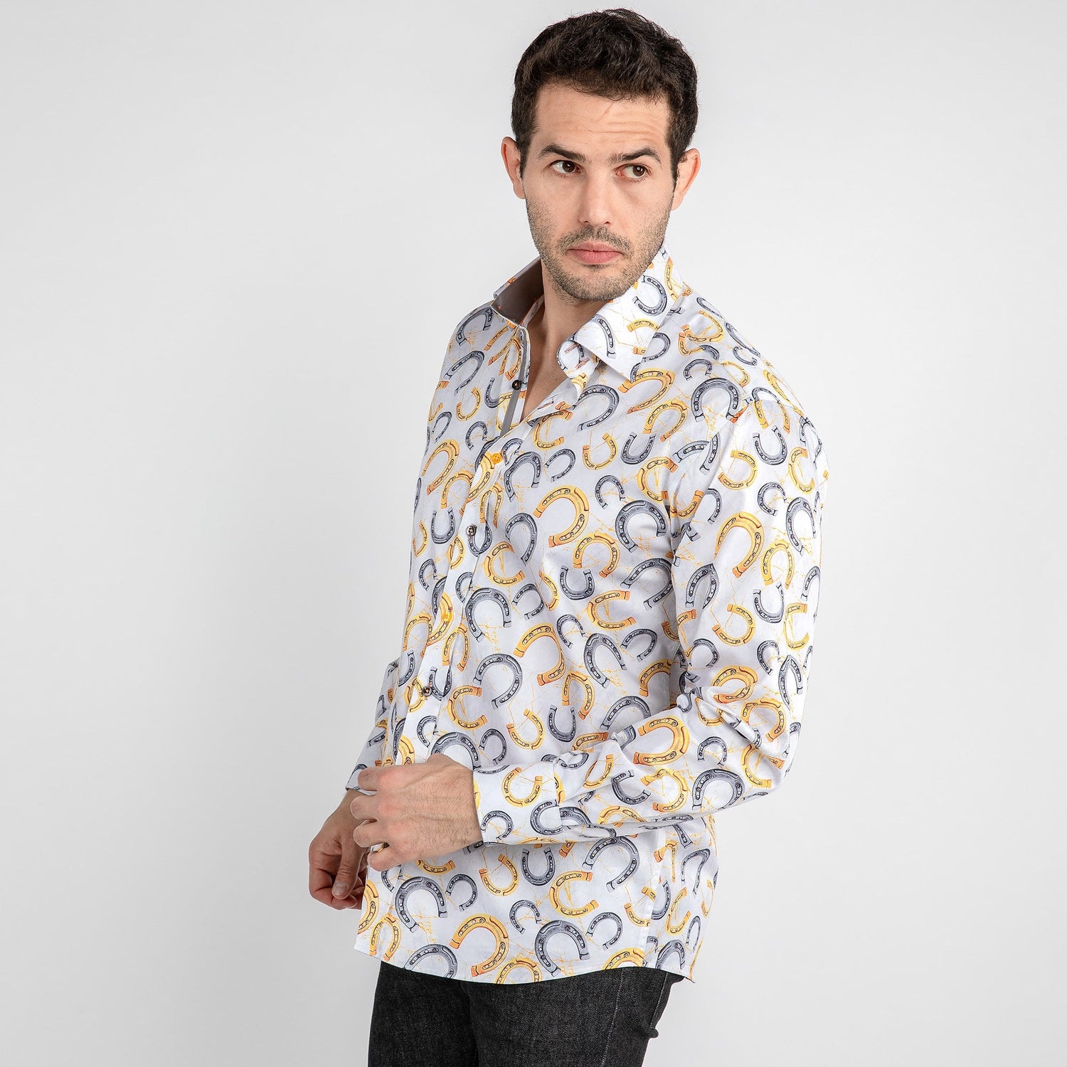 HORSESHOE EQUESTRIAN PRINT SHIRT - Premium Men's Patterned Shirt by Claudio Lugli | Bold Design, Tailored Fit, Best Printed Shirts