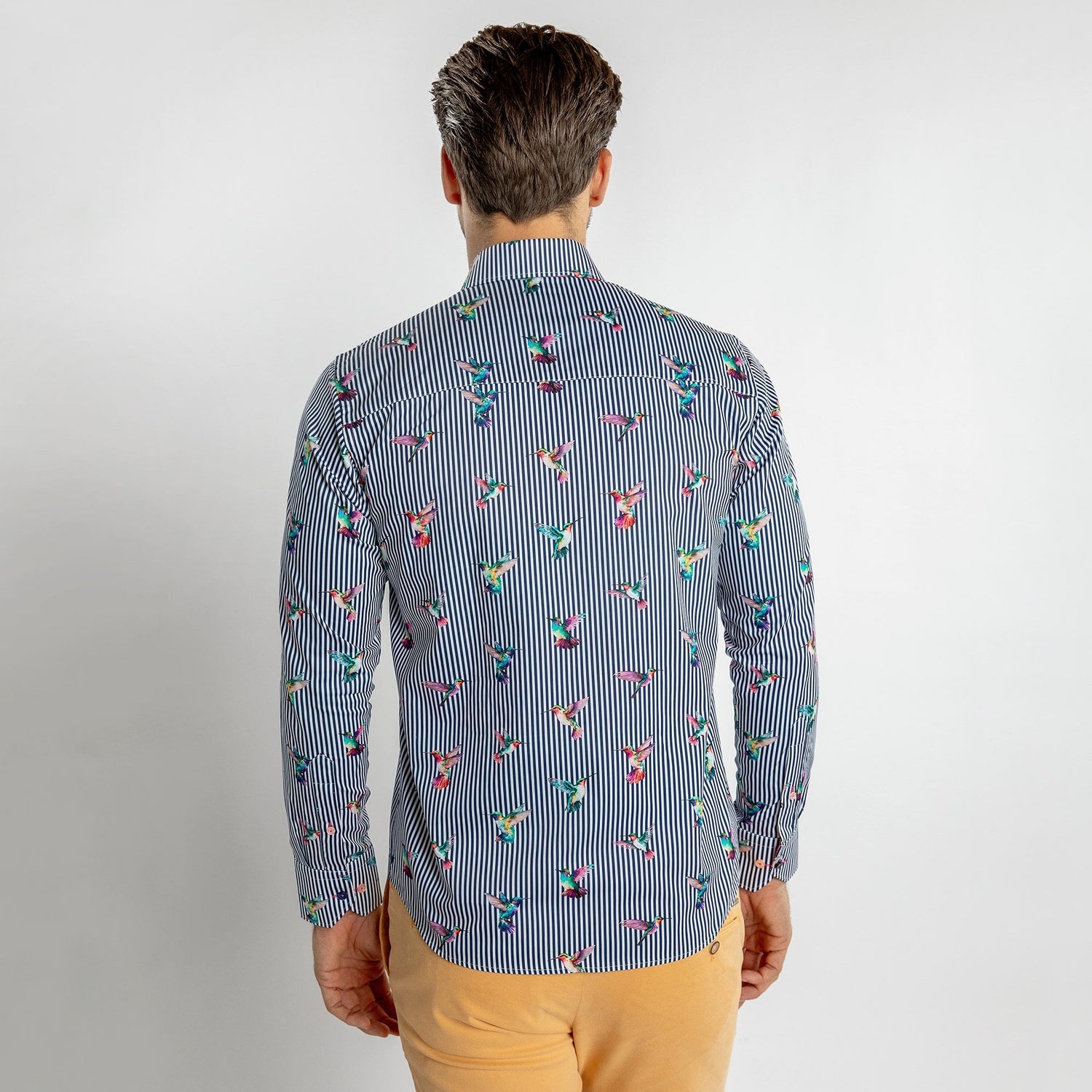HUMMINGBIRD STRIPED PRINT SHIRT – Premium Men's Patterned Shirt by Claudio Lugli | Bold Design, Tailored Fit, Best Printed Shirts