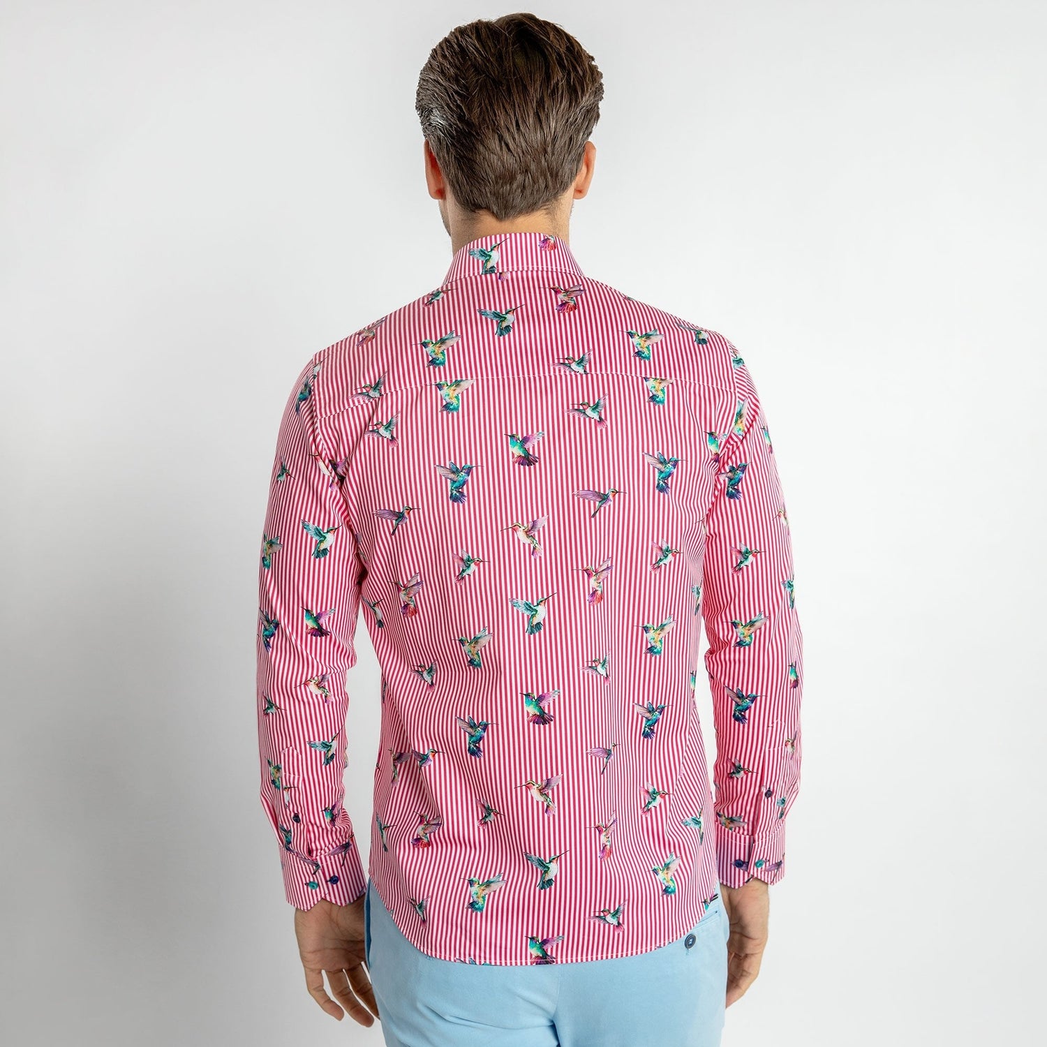 HUMMINGBIRD STRIPED PRINT SHIRT – Premium Men's Patterned Shirt by Claudio Lugli | Bold Design, Tailored Fit, Best Printed Shirts