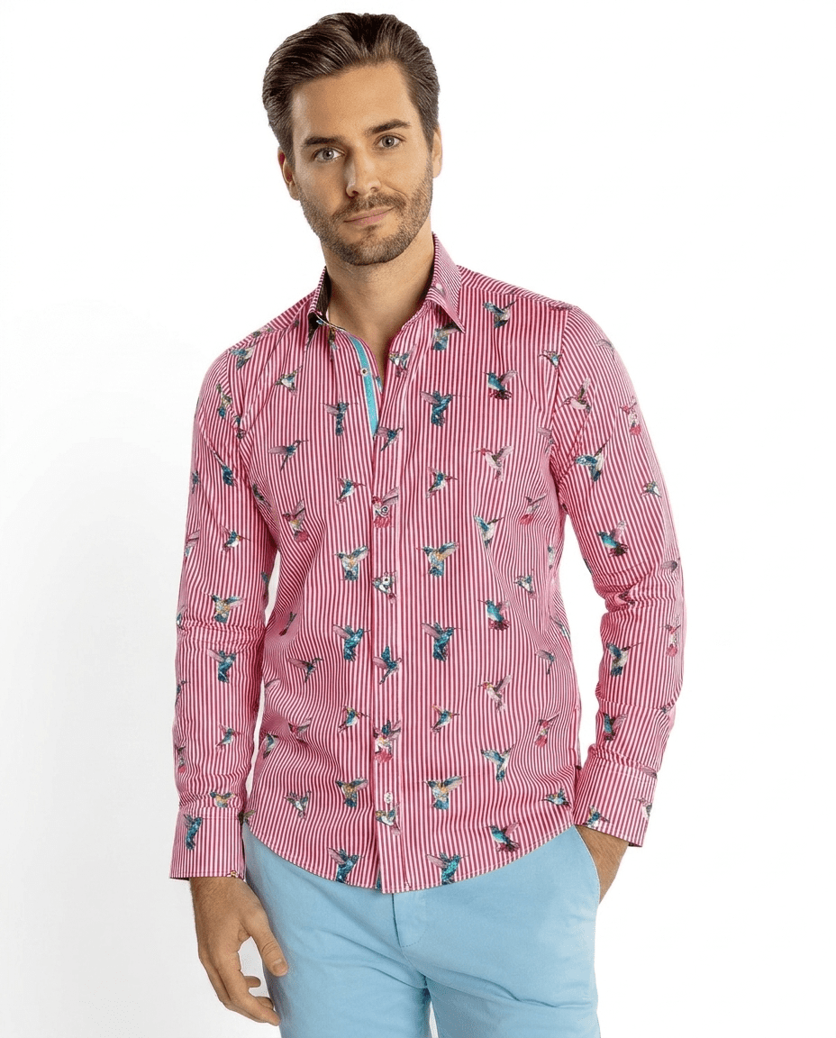 Hummingbird Striped Print Shirt - Claudio Lugli Shirts
