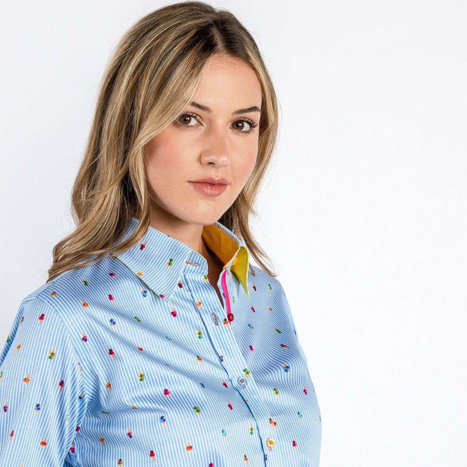 ICE CREAM GELATO CONES WOMENS PRINT SHIRT – Premium Men's Patterned Shirt by Claudio Lugli | Bold Design, Tailored Fit, Best Printed Shirts