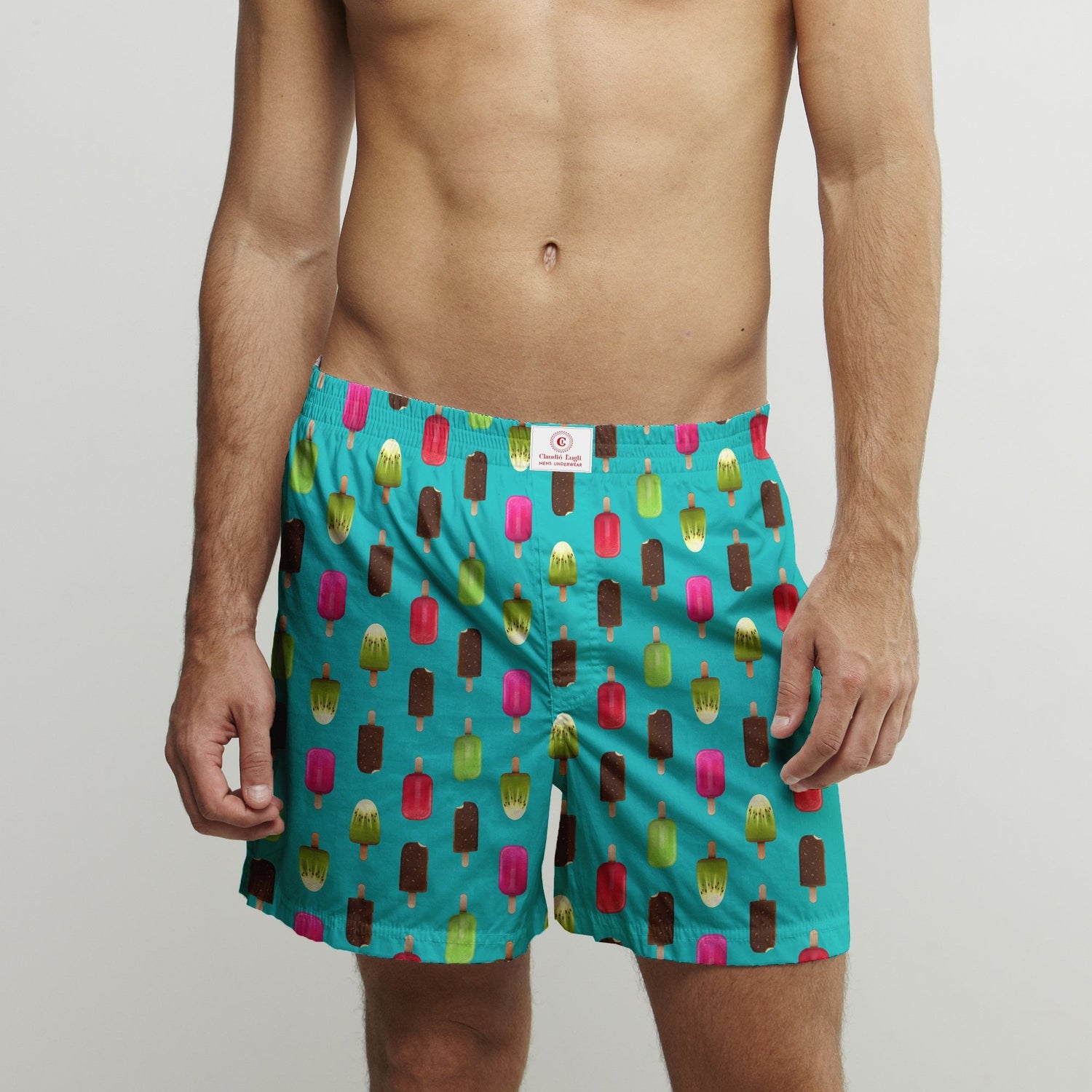 ICE CREAM LOLLYS COTTON POPLIN PRINT BOXER SHORTS - Premium Men's Patterned Shirt by Claudio Lugli | Bold Design, Tailored Fit, Best Printed Shirts