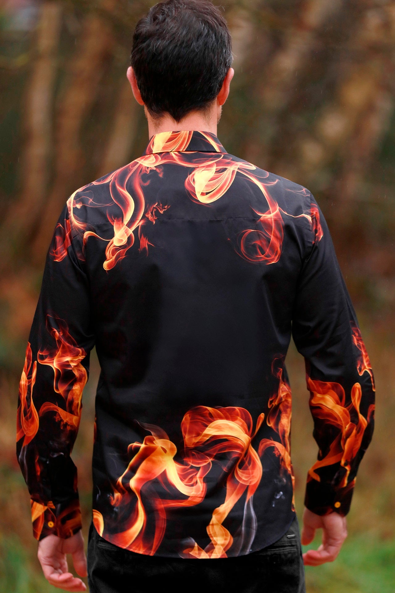 INFERNO BLAZE PLACEMENT PRINT SHIRT - Premium Men's Patterned Shirt by Claudio Lugli | Bold Design, Tailored Fit, Best Printed Shirts