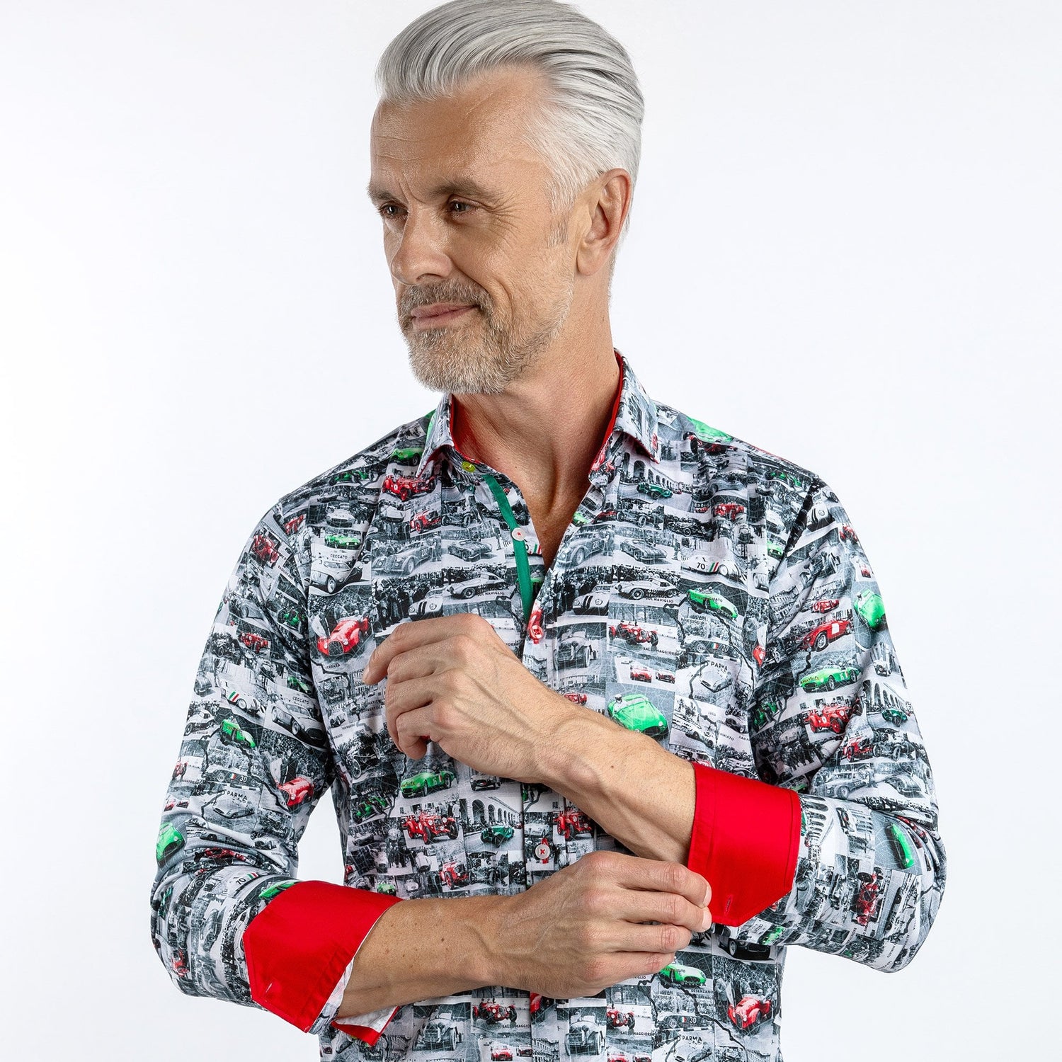 ITALIAN RACE CARS PRINT SHIRT - Premium Men's Patterned Shirt by Claudio Lugli | Bold Design, Tailored Fit, Best Printed Shirts
