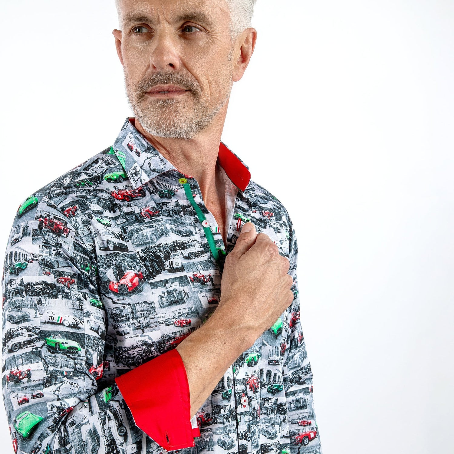 ITALIAN RACE CARS PRINT SHIRT - Premium Men's Patterned Shirt by Claudio Lugli | Bold Design, Tailored Fit, Best Printed Shirts