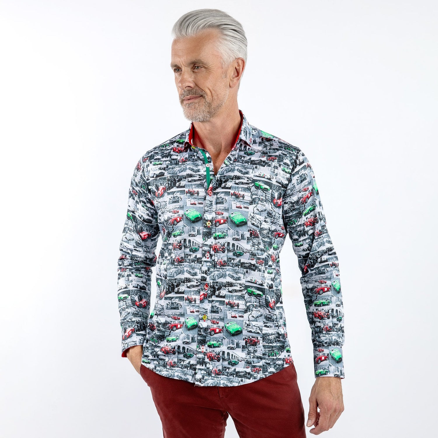 ITALIAN RACE CARS PRINT SHIRT - Premium Men's Patterned Shirt by Claudio Lugli | Bold Design, Tailored Fit, Best Printed Shirts