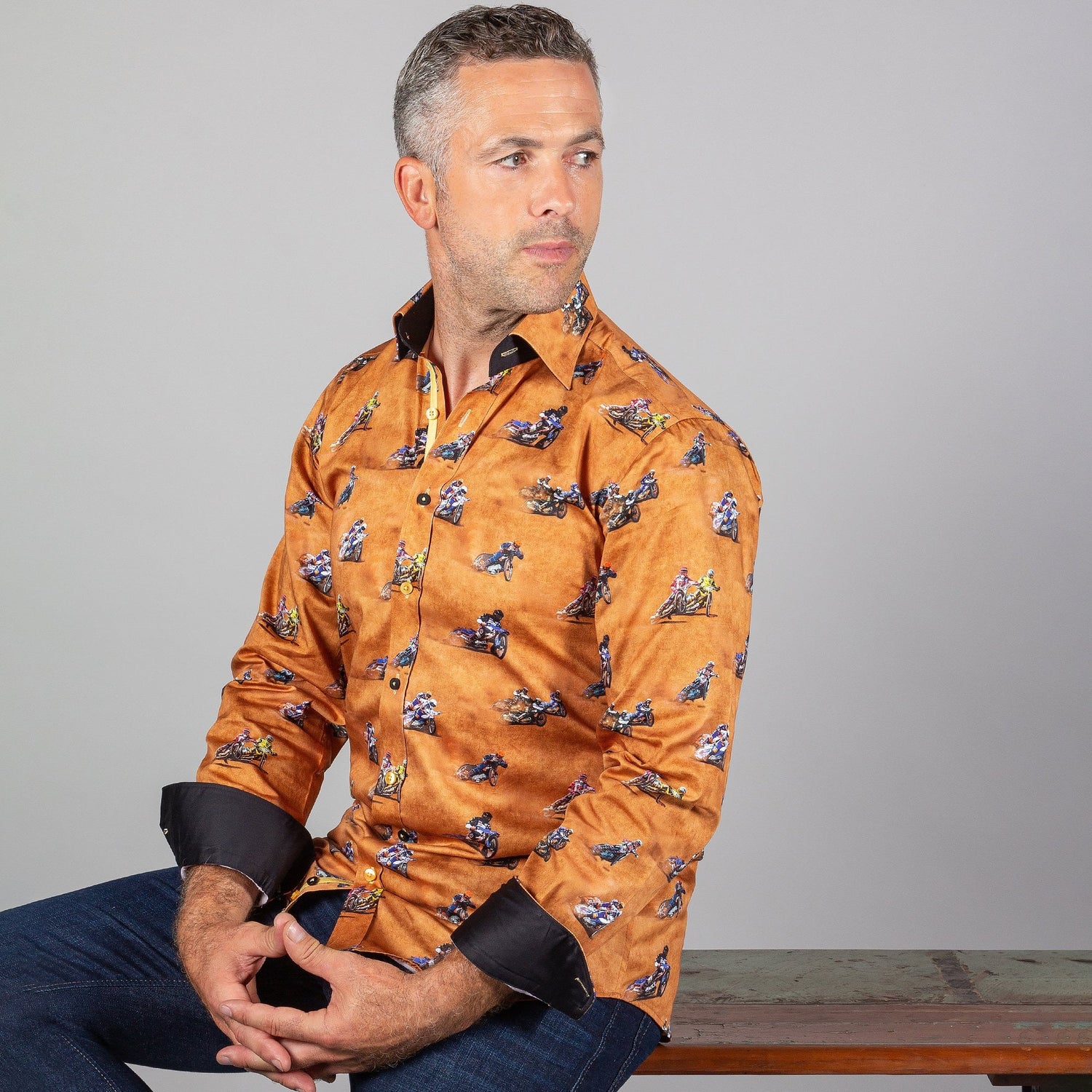 KING OF CLAY SPEEDWAY PRINT SHIRT - Premium Men's Patterned Shirt by Claudio Lugli | Bold Design, Tailored Fit, Best Printed Shirts