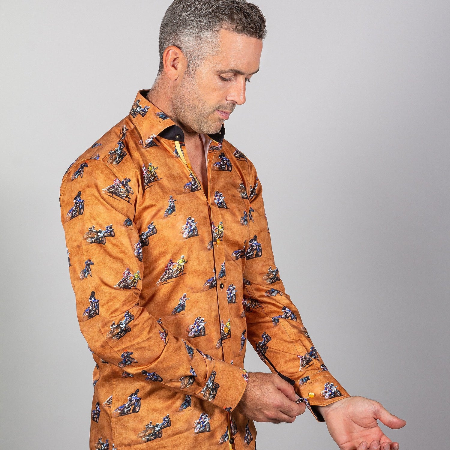 KING OF CLAY SPEEDWAY PRINT SHIRT - Premium Men's Patterned Shirt by Claudio Lugli | Bold Design, Tailored Fit, Best Printed Shirts