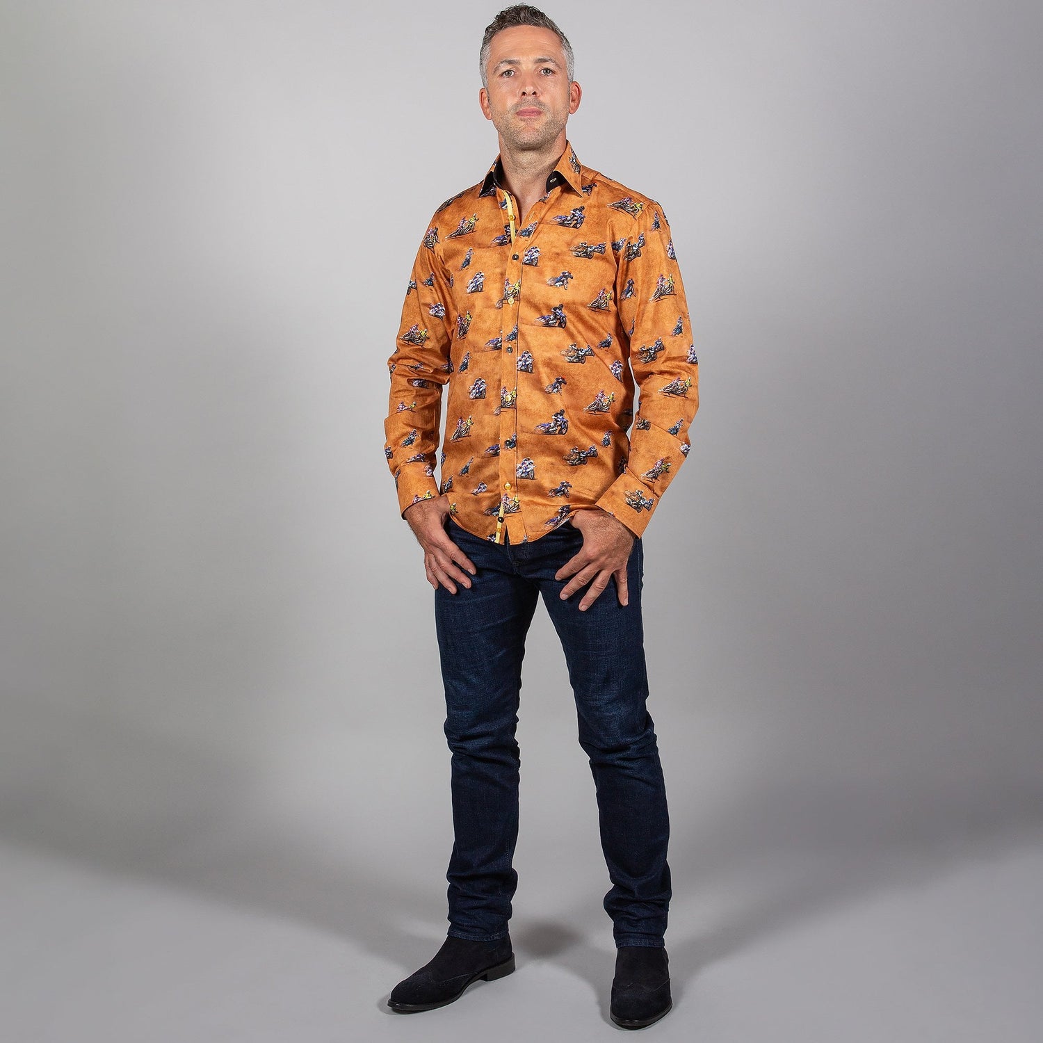 KING OF CLAY SPEEDWAY PRINT SHIRT - Premium Men's Patterned Shirt by Claudio Lugli | Bold Design, Tailored Fit, Best Printed Shirts