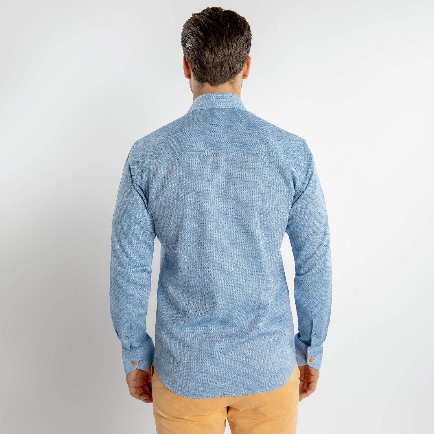 KNITTED CLASSIC JACQUARD SHIRT WITH MULTICOLOURED STRIPE INSERT - Premium Men's Patterned Shirt by Claudio Lugli | Bold Design, Tailored Fit, Best Printed Shirts