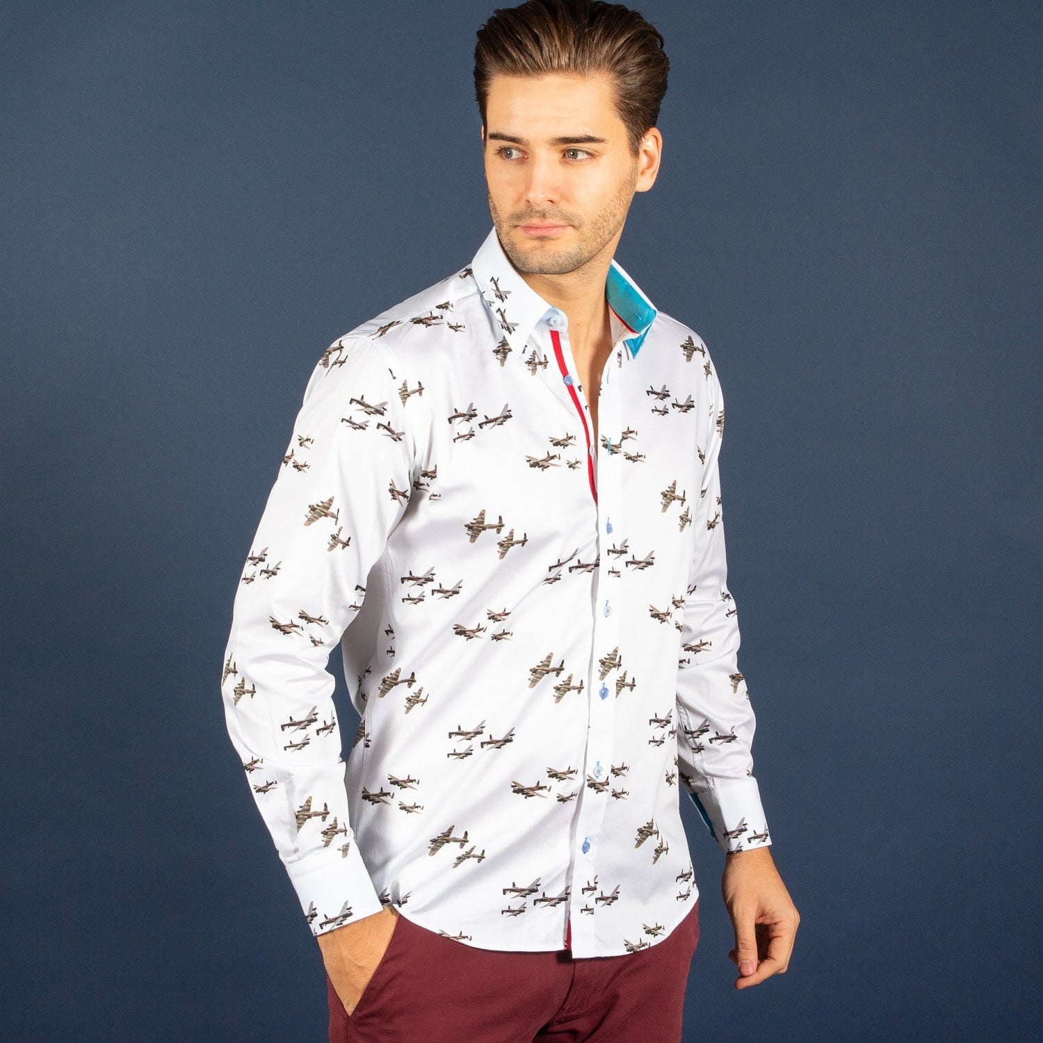 LANCASTER BOMBER PRINT SHIRT - Premium Men's Patterned Shirt by Claudio Lugli | Bold Design, Tailored Fit, Best Printed Shirts