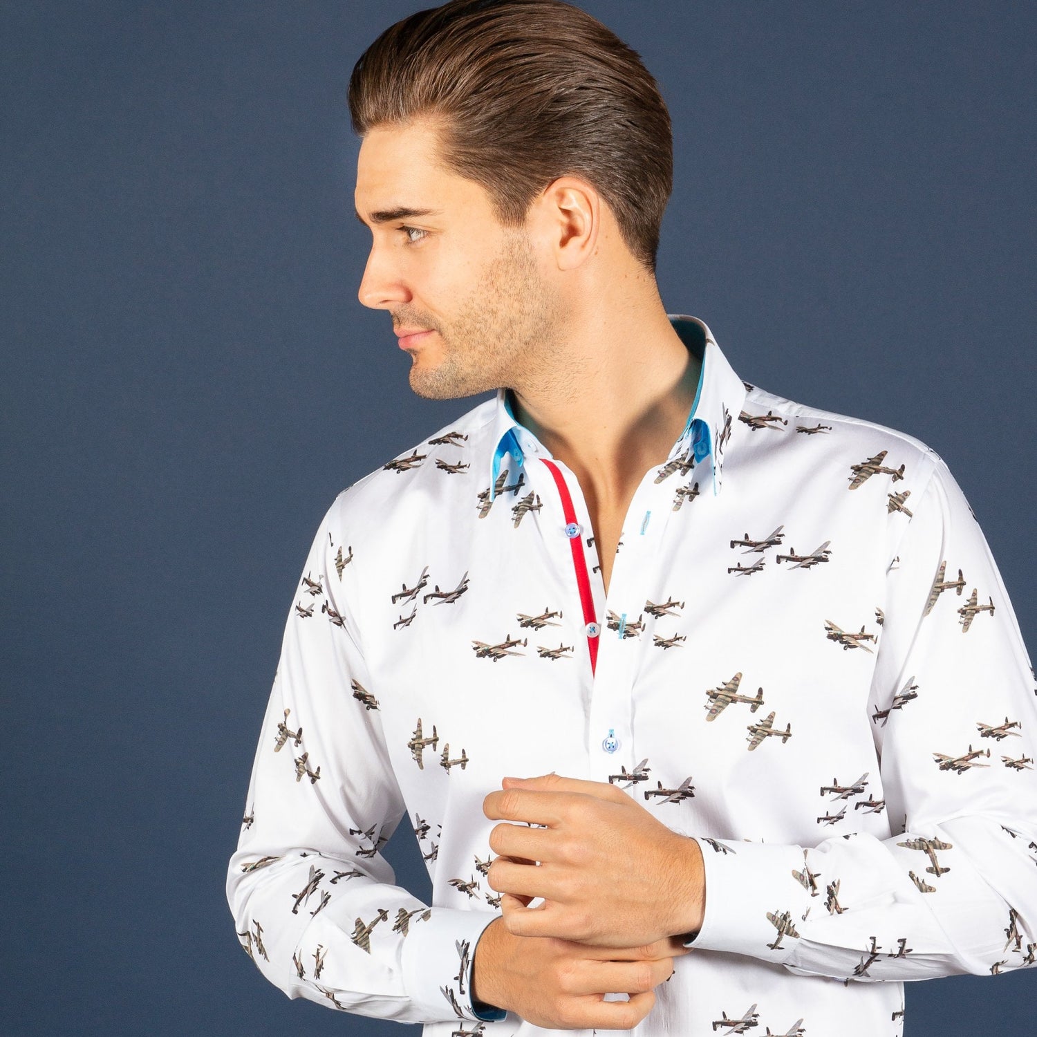 LANCASTER BOMBER PRINT SHIRT - Premium Men's Patterned Shirt by Claudio Lugli | Bold Design, Tailored Fit, Best Printed Shirts