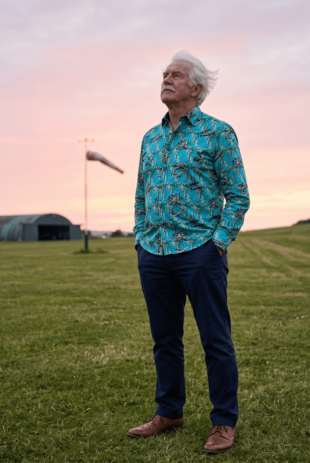 Lancaster Bomber Print Shirt - Sky - Claudio Lugli Shirts