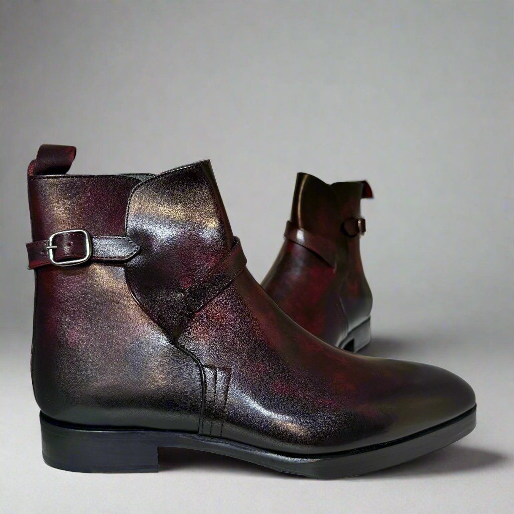 LEATHER HAND PAINTED BOOT - P - 01 - 6676 - Premium Men's Patterned Shirt by Claudio Lugli | Bold Design, Tailored Fit, Best Printed Shirts