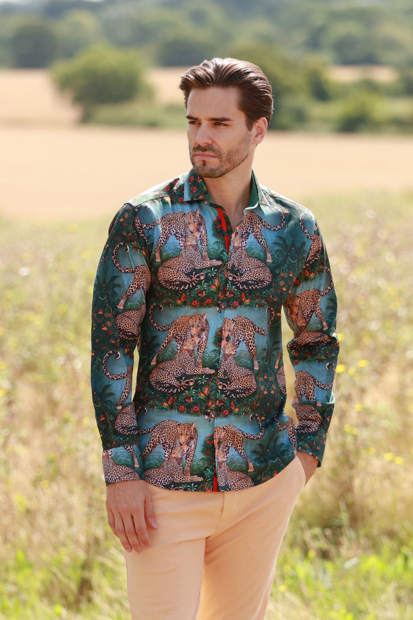 LEOPARD SAFARI PRINT SHIRT - Premium Men's Patterned Shirt by Claudio Lugli | Bold Design, Tailored Fit, Best Printed Shirts