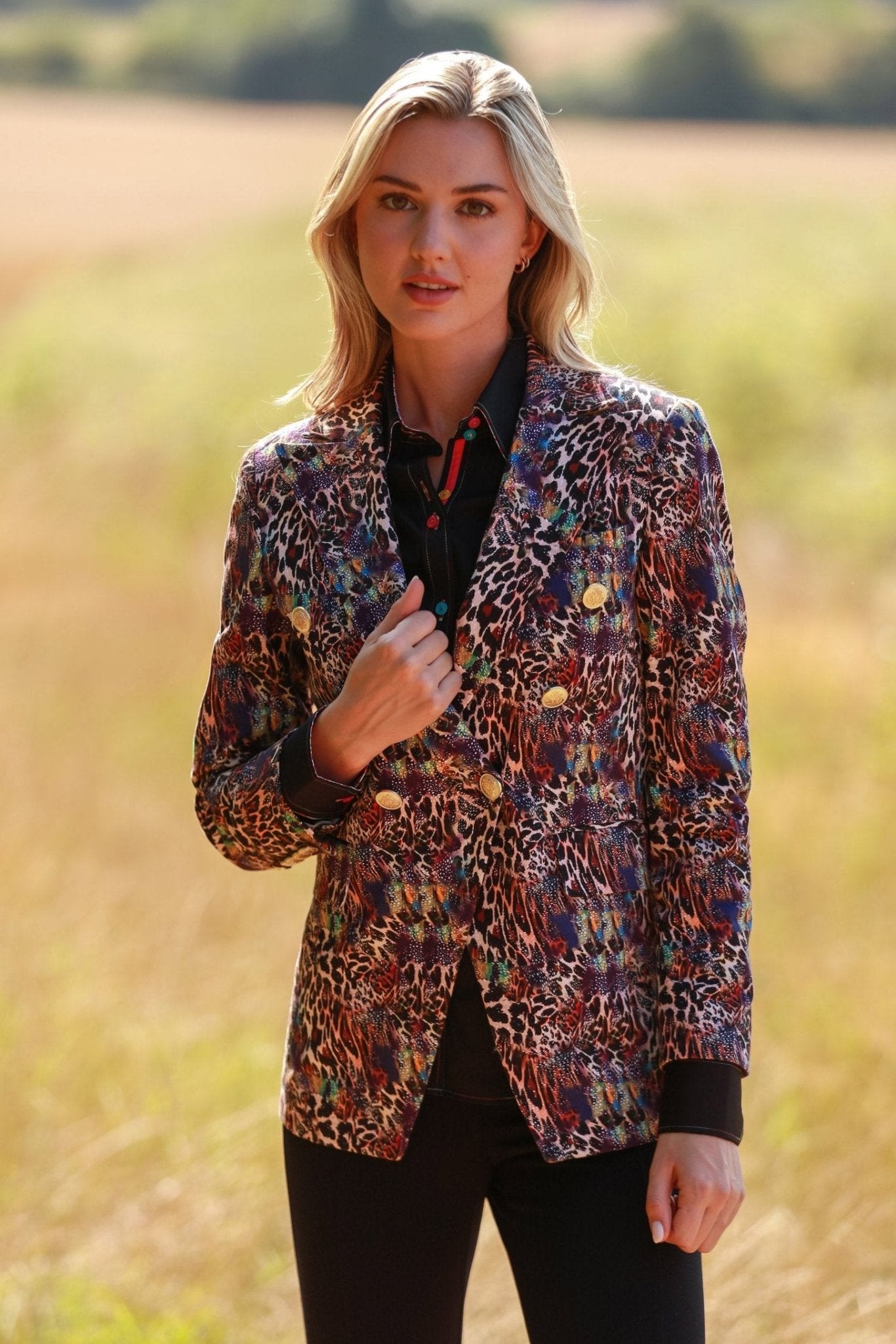 LEOPARD SKIN PRINTED DOUBLE BREASTED WOMENS JACKET - Premium Men's Patterned Shirt by Claudio Lugli | Bold Design, Tailored Fit, Best Printed Shirts