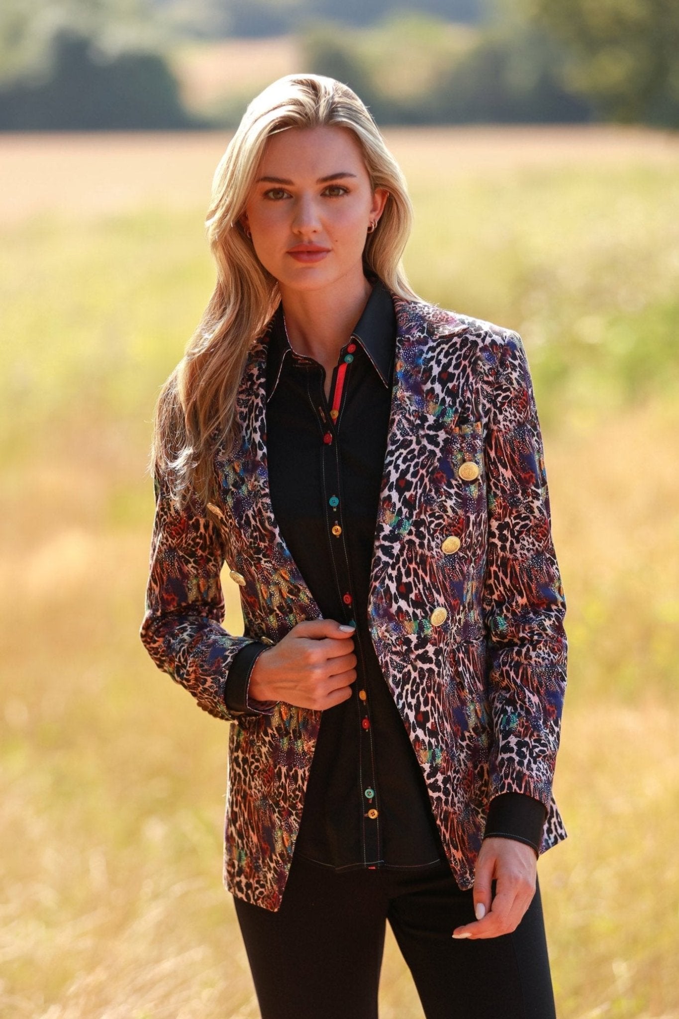 LEOPARD SKIN PRINTED DOUBLE BREASTED WOMENS JACKET - Premium Men's Patterned Shirt by Claudio Lugli | Bold Design, Tailored Fit, Best Printed Shirts