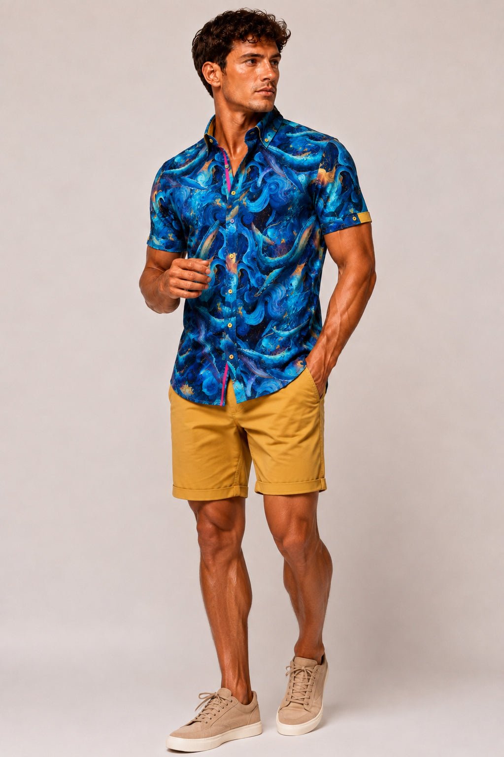 Leviathan Whale Print Short Sleeve Shirt - Claudio Lugli Shirts