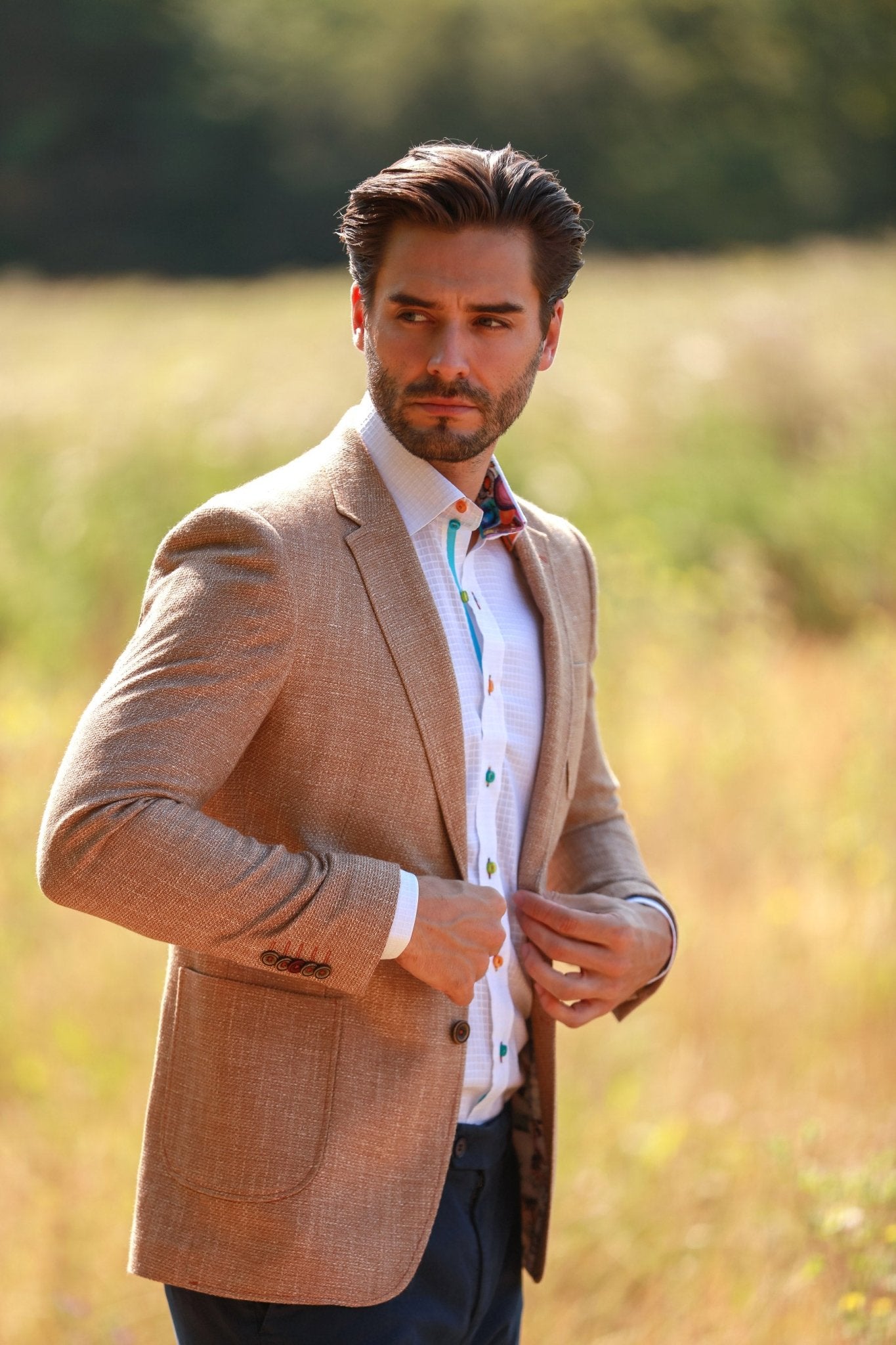 LIGHTWEIGHT TEXTURED SUMMER JACKET – Premium Men's Patterned Shirt by Claudio Lugli | Bold Design, Tailored Fit, Best Printed Shirts