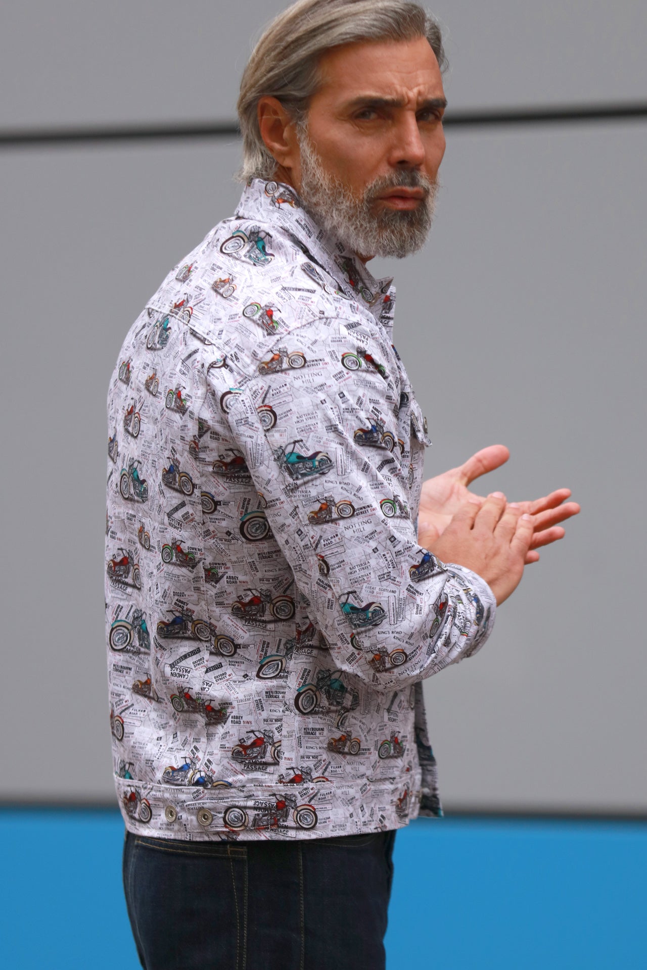 LONDON MAPS & MOTOR PRINT SHACKET - Premium Men's Patterned Shirt by Claudio Lugli | Bold Design, Tailored Fit, Best Printed Shirts