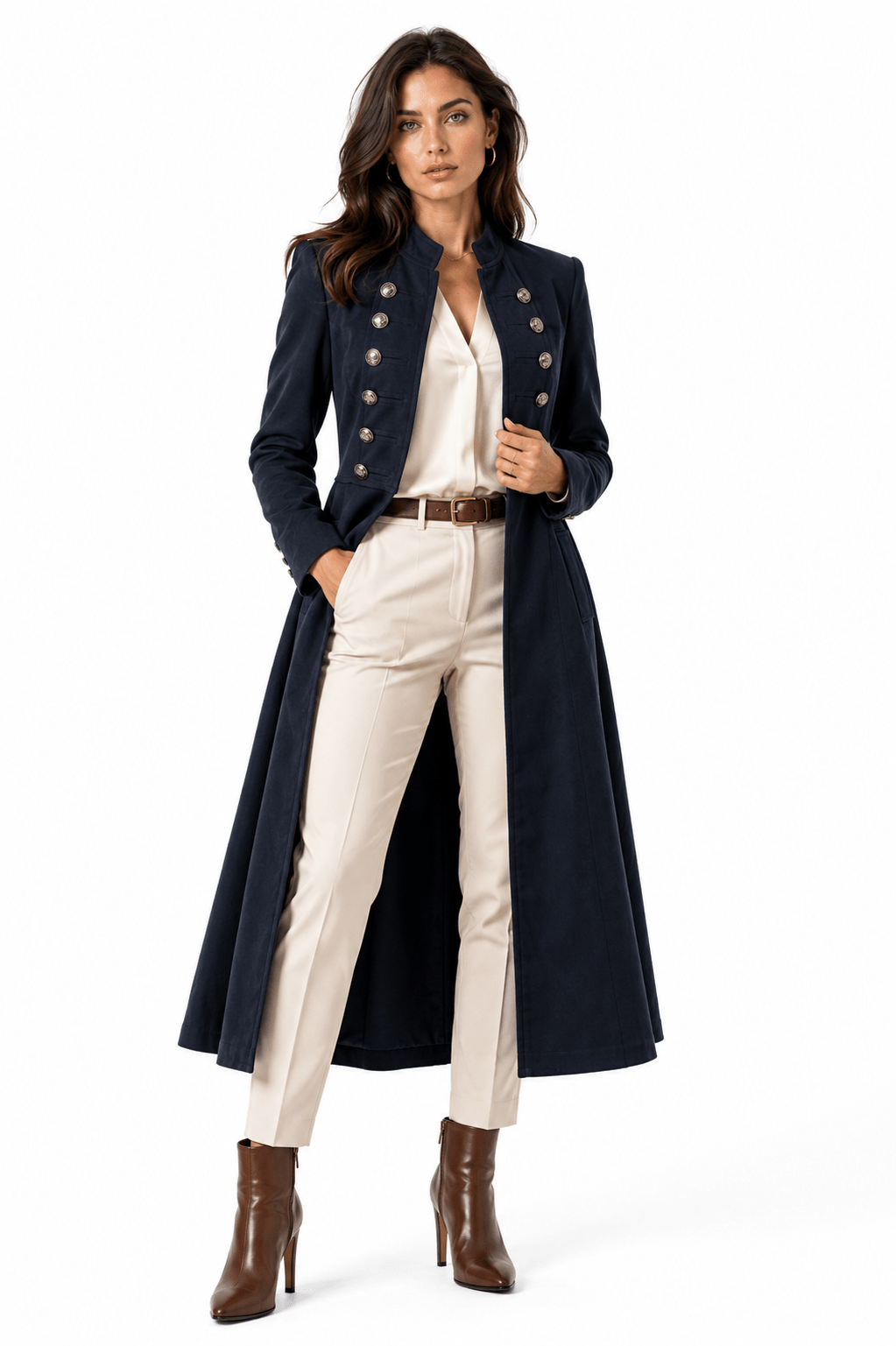 Luxtyle Military Longline Slim Fit Coat - Claudio Lugli Shirts