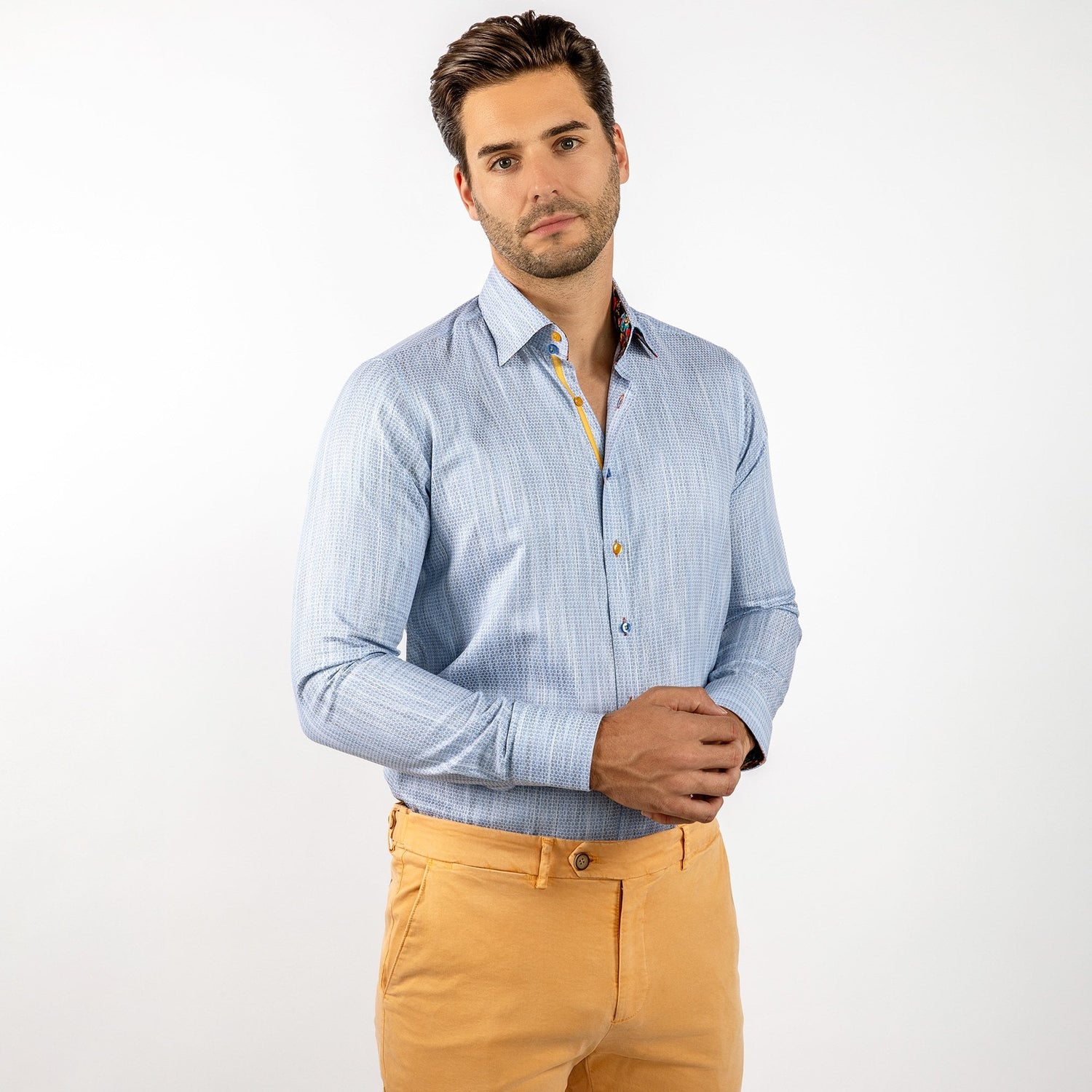 LUXURY KNITTED CLASSIC JACQUARD SHIRT – Premium Men's Patterned Shirt by Claudio Lugli | Bold Design, Tailored Fit, Best Printed Shirts