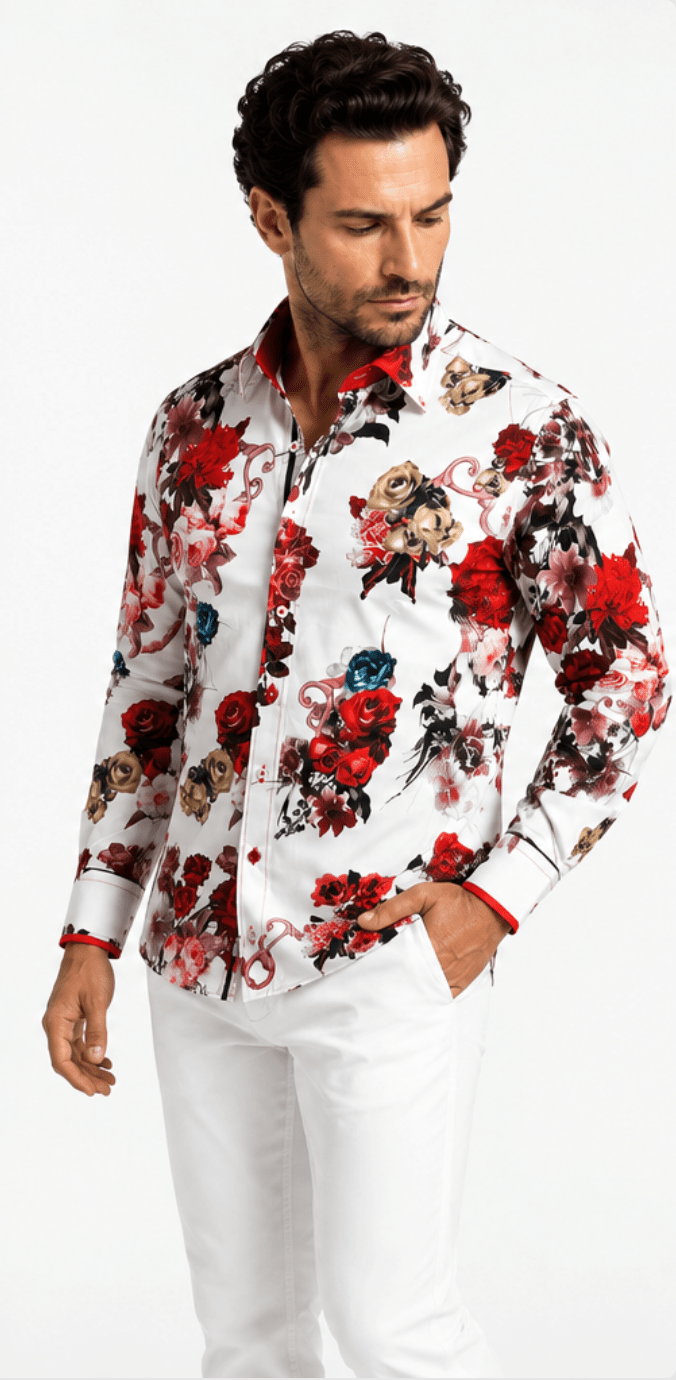 LUXURY ROSE PRINT SHIRT - Claudio Lugli Shirts
