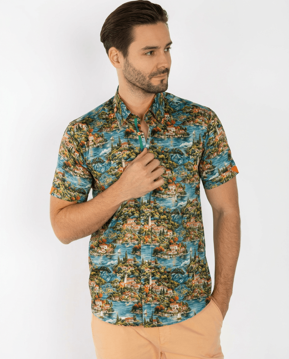 Magical Lake Como Short Sleeve Print Shirt - Claudio Lugli Shirts