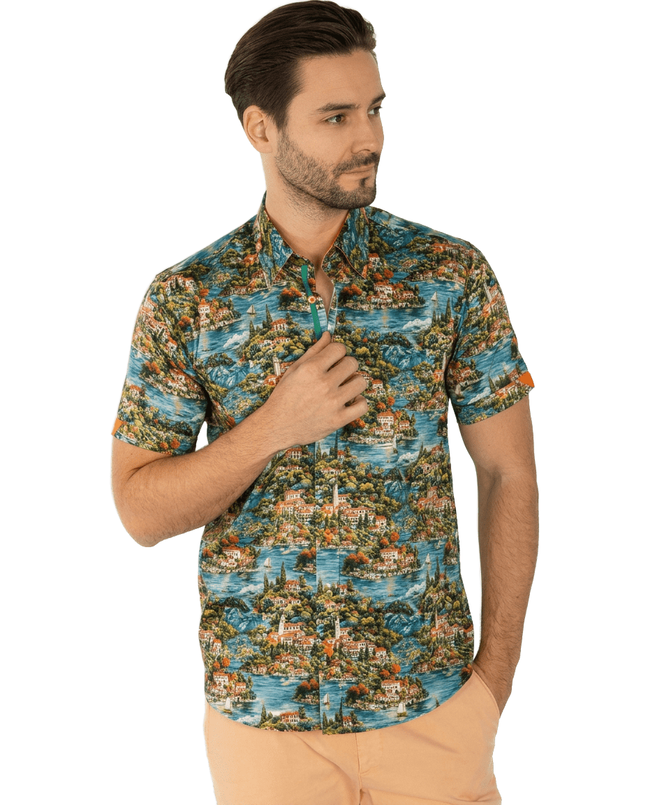 Magical Lake Como Short Sleeve Print Shirt - Claudio Lugli Shirts