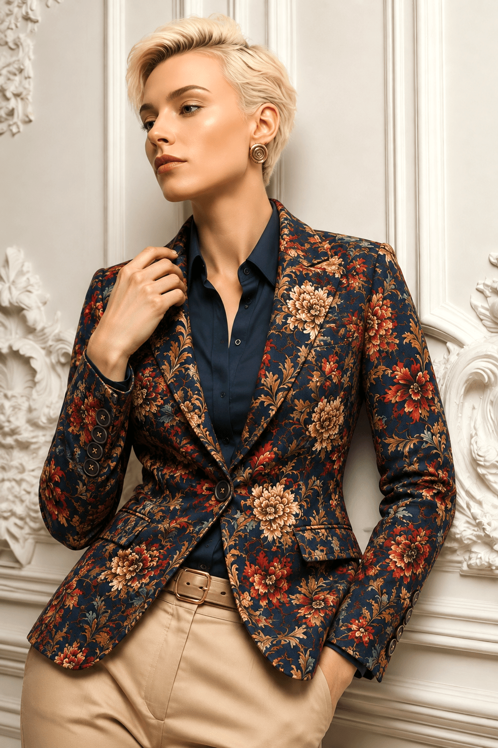 Midnight Baroque Bloom Print Blazer - Claudio Lugli Shirts