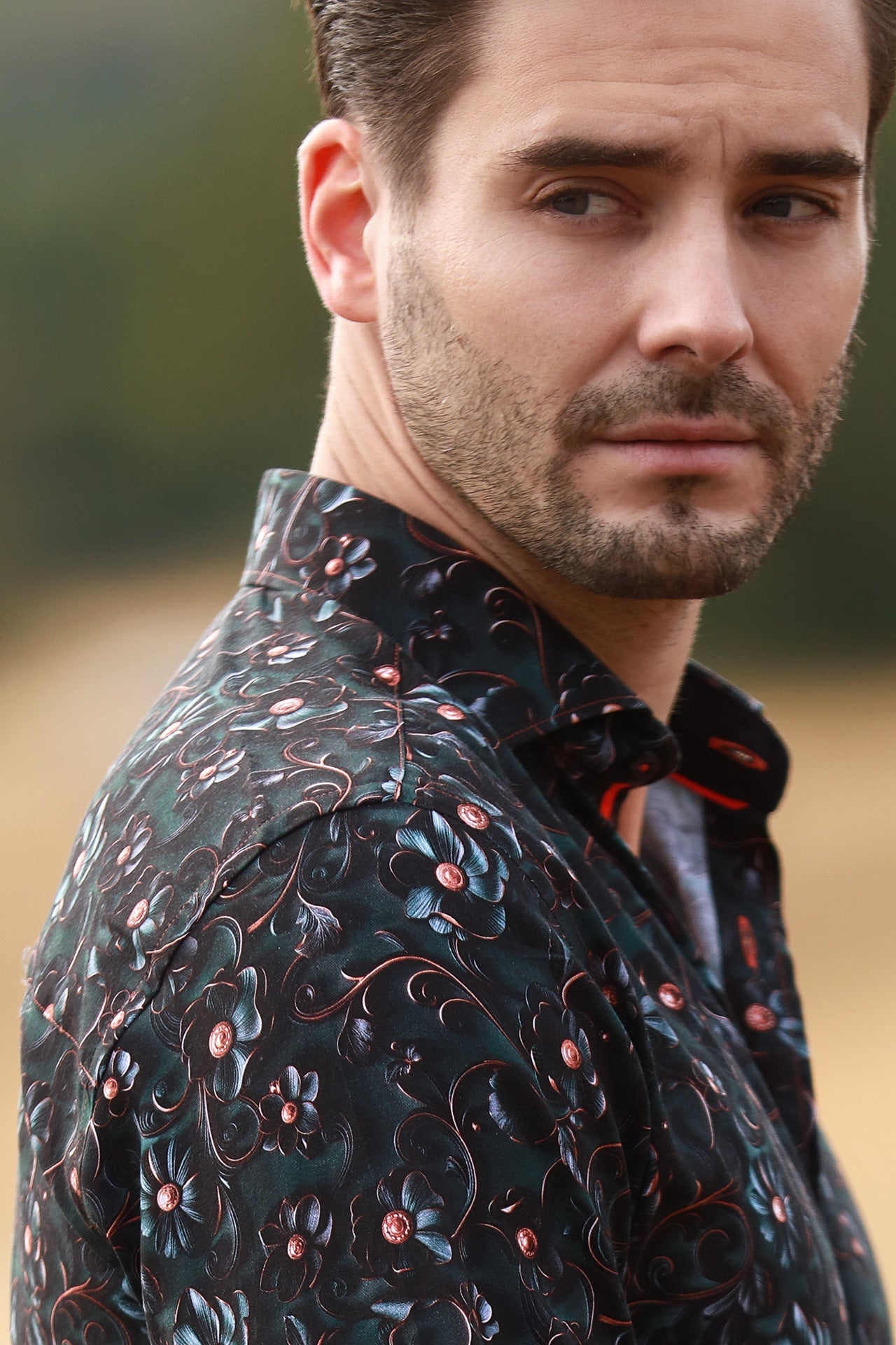 MIDNIGHT BLOOM TENCEL PRINT SHIRT - Claudio Lugli Shirts