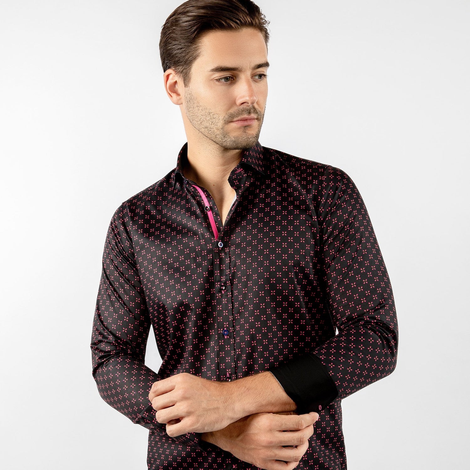 MIDNIGHT CLUB: CROSS BEAM PRINT SHIRT - Premium Men's Patterned Shirt by Claudio Lugli | Bold Design, Tailored Fit, Best Printed Shirts