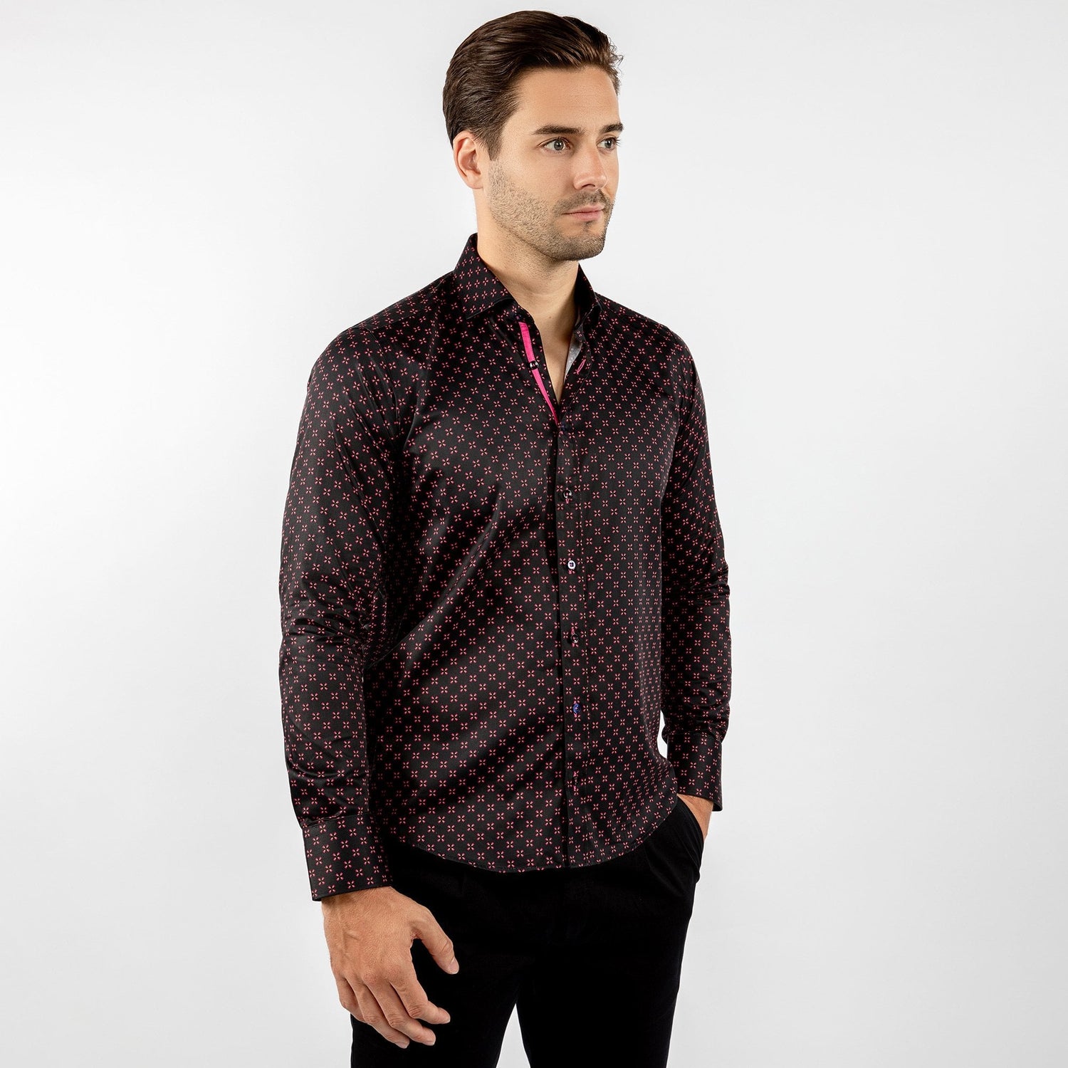 MIDNIGHT CLUB: CROSS BEAM PRINT SHIRT - Premium Men's Patterned Shirt by Claudio Lugli | Bold Design, Tailored Fit, Best Printed Shirts