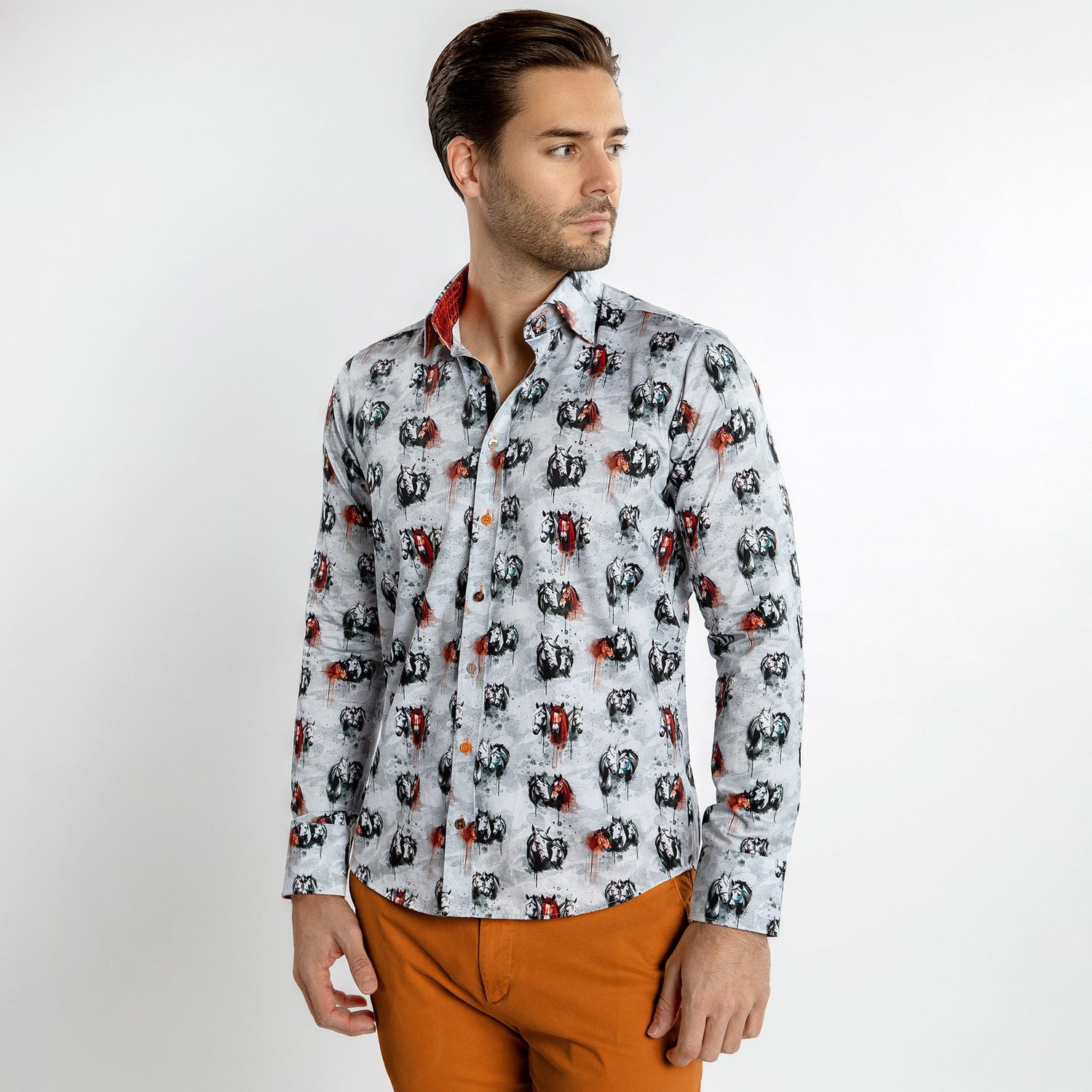 MISTY MUSTANGS AND MARES HORSE PRINT SHIRT - Premium Men's Patterned Shirt by Claudio Lugli | Bold Design, Tailored Fit, Best Printed Shirts